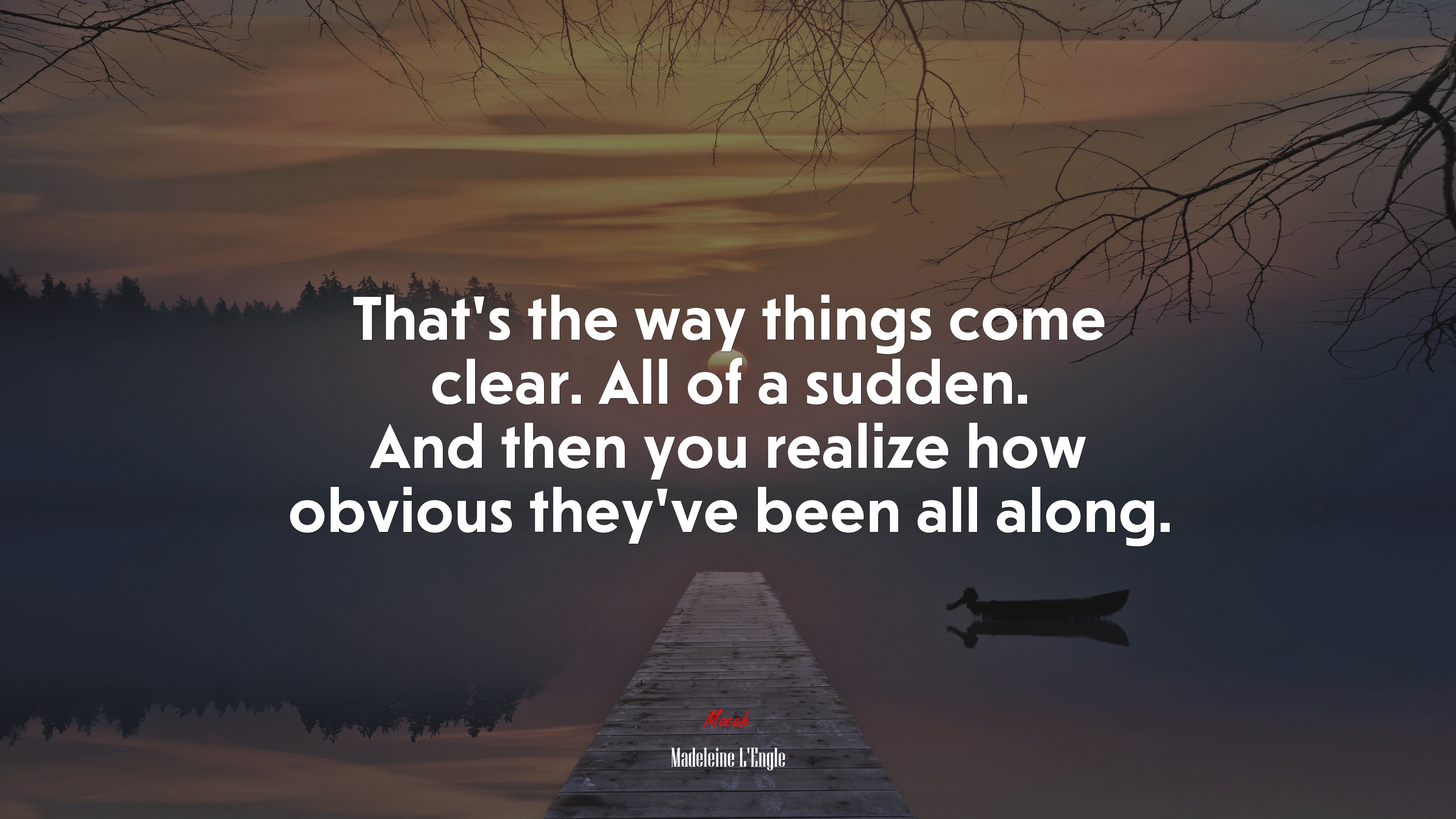 That’s the way things come clear. All of a sudden. And then you realize how obvious they’ve been all along. | Madeleine LEngle quote HD Wallpaper