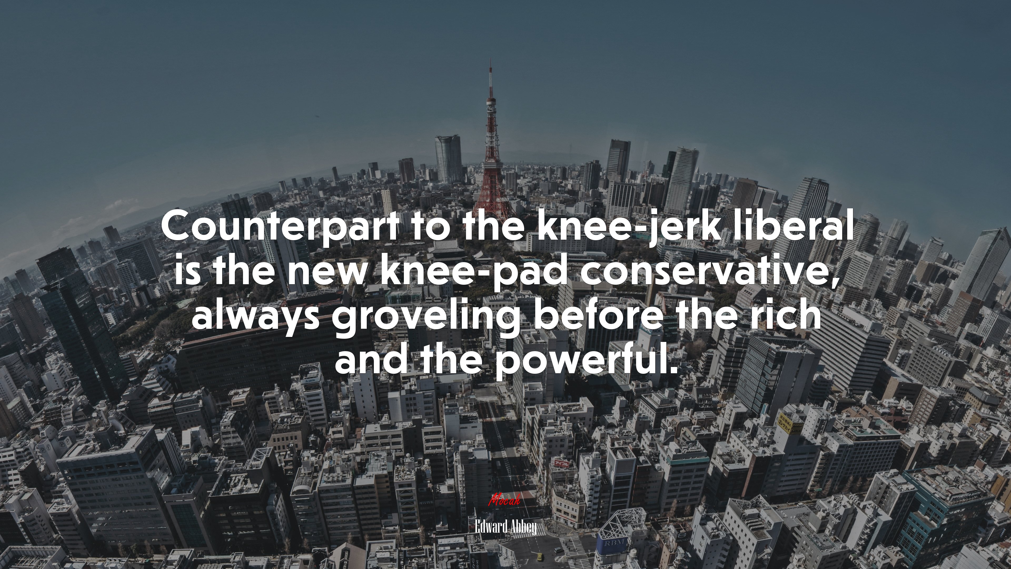 Counterpart to the knee-jerk liberal is the new knee-pad conservative, always groveling before the rich and the powerful. | Edward Abbey quote HD Wallpaper