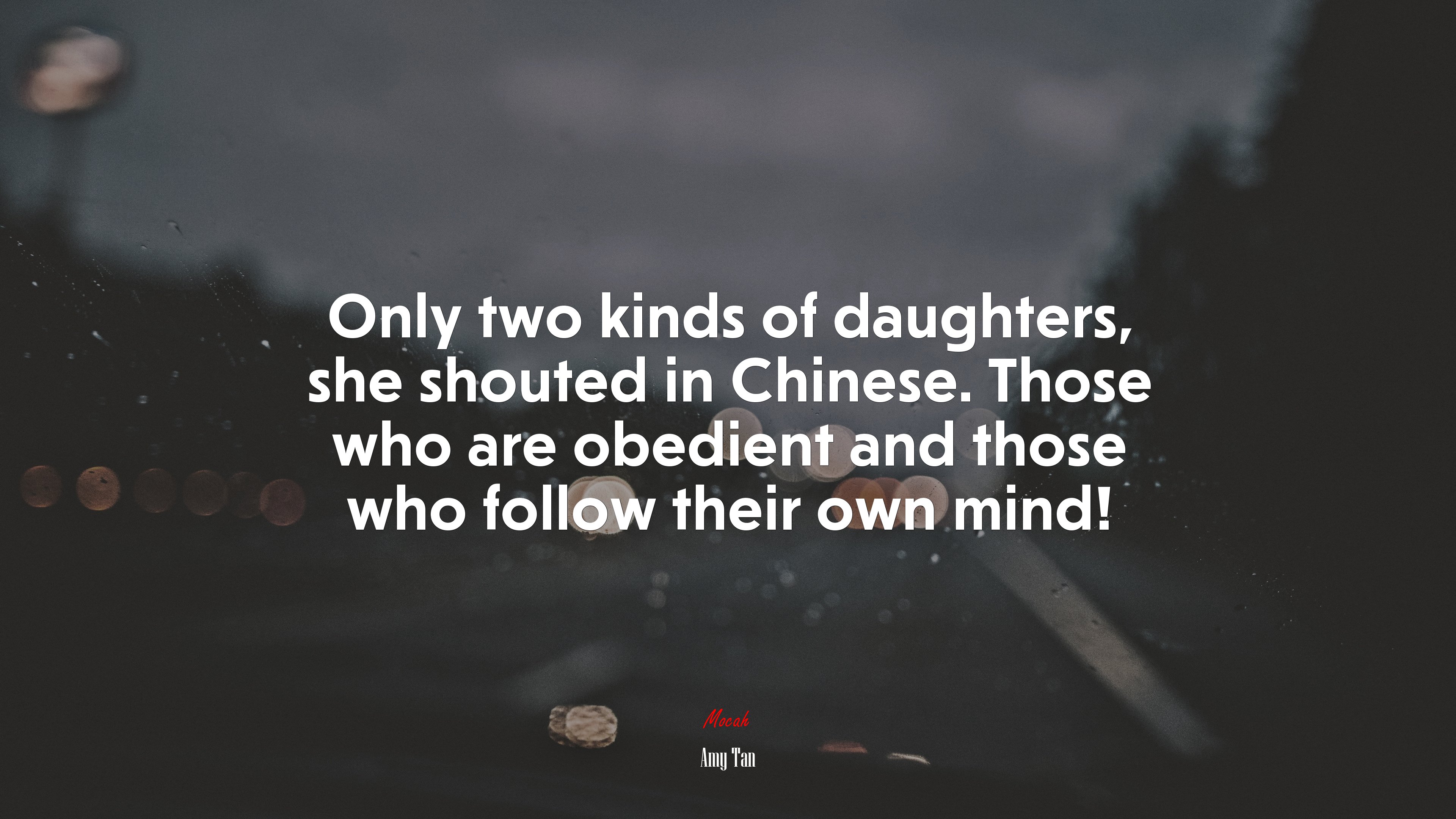 Only two kinds of daughters, she shouted in Chinese. Those who are obedient and those who follow their own mind! | Amy Tan quote HD Wallpaper