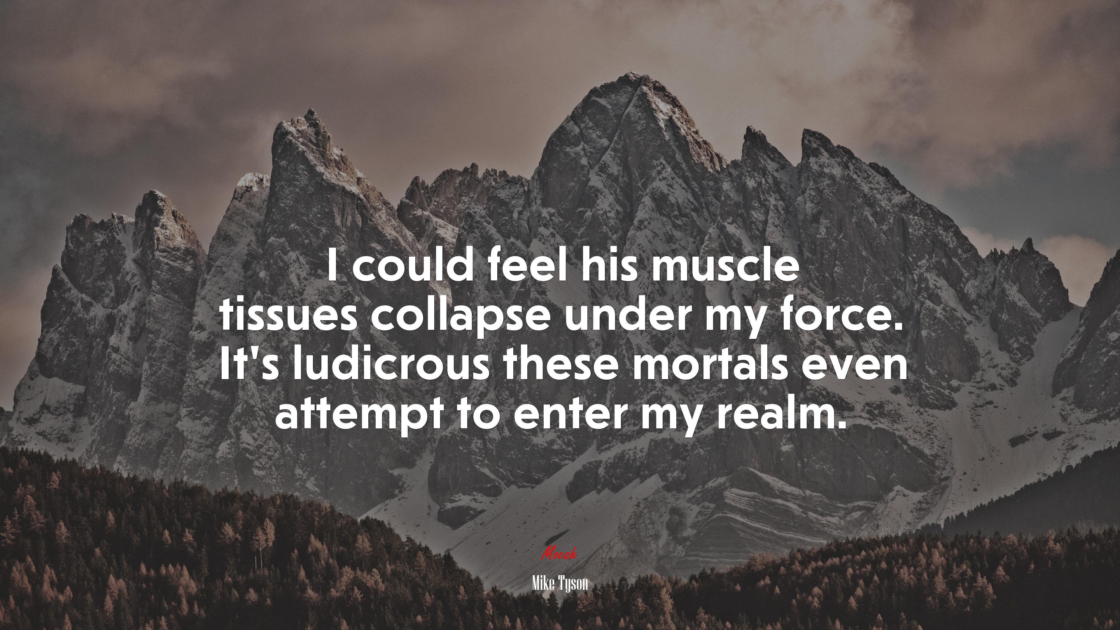 I could feel his muscle tissues collapse under my force. It’s ludicrous these mortals even attempt to enter my realm. | Mike Tyson quote HD Wallpaper