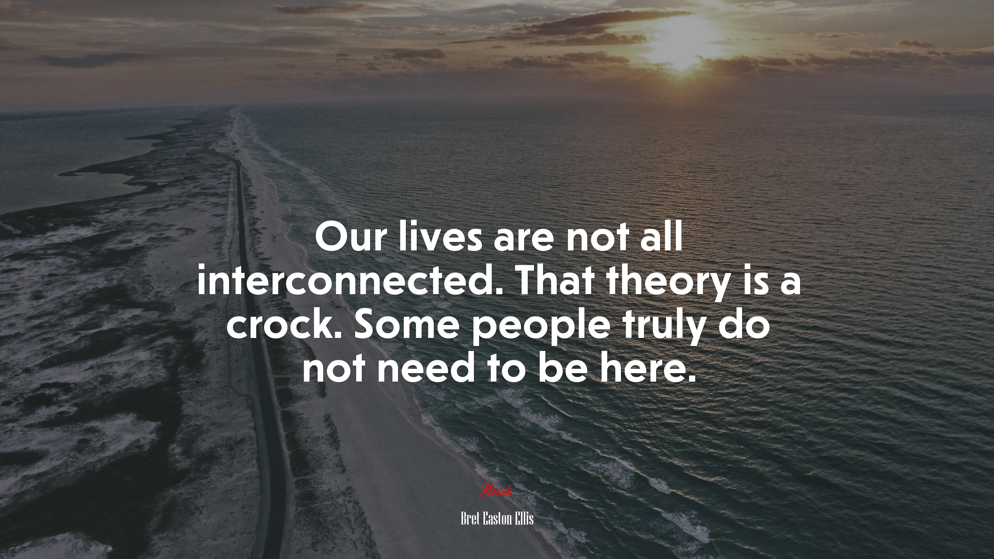 Our lives are not all interconnected. That theory is a crock. Some people truly do not need to be here. | Bret Easton Ellis quote HD Wallpaper