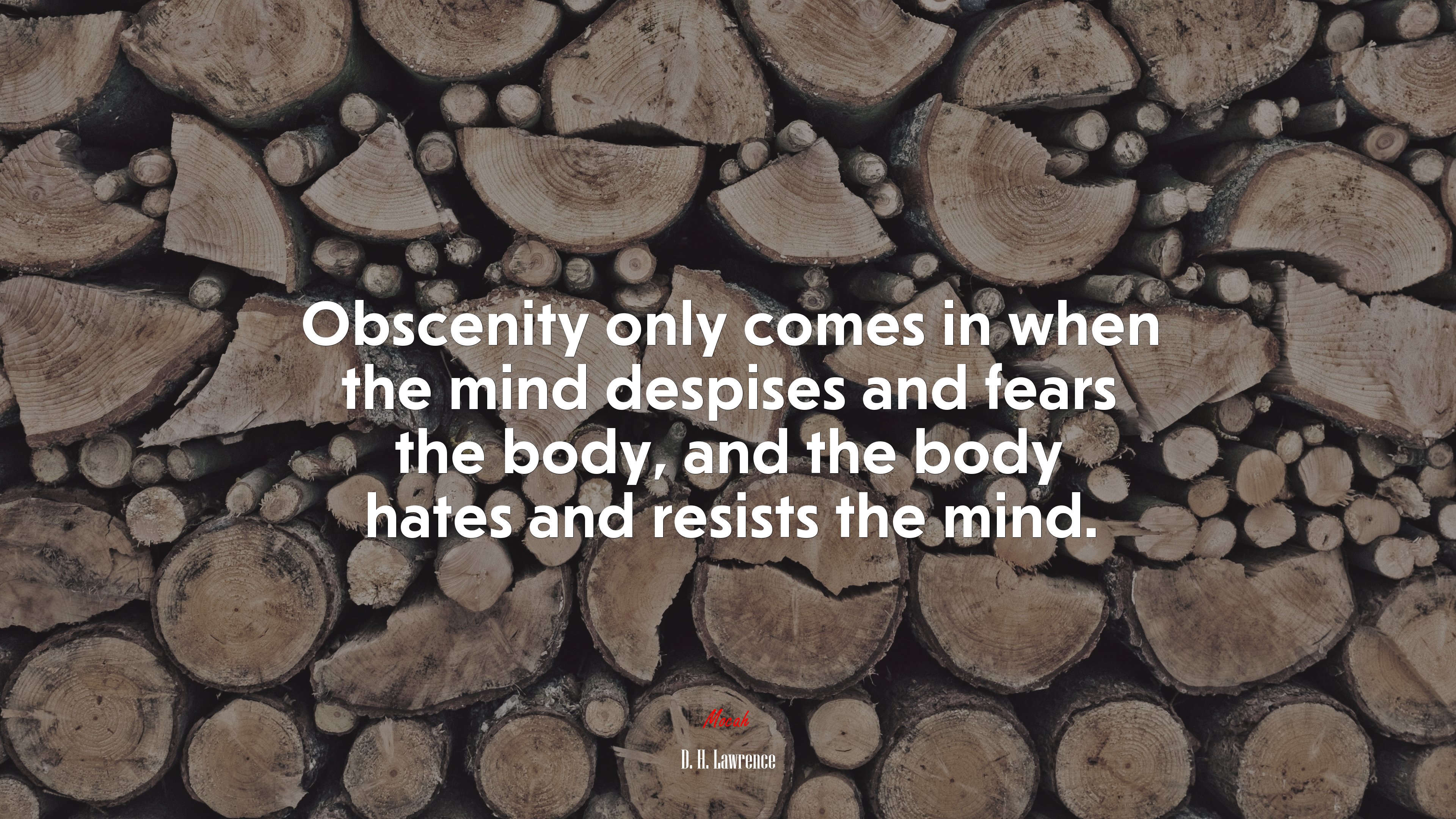 Obscenity only comes in when the mind despises and fears the body, and the body hates and resists the mind. | D. H. Lawrence quote HD Wallpaper