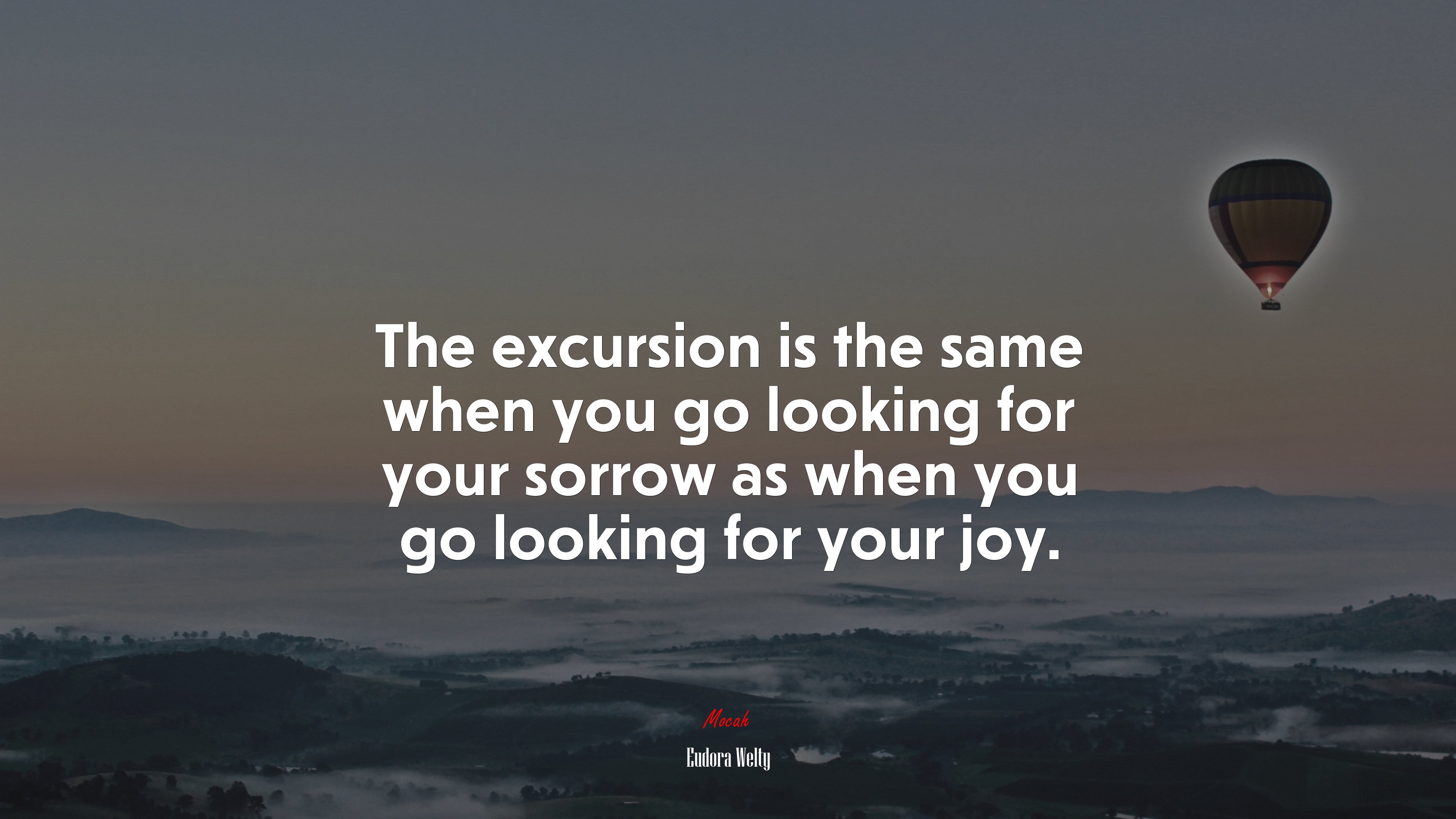 The excursion is the same when you go looking for your sorrow as when you go looking for your joy. | Eudora Welty quote HD Wallpaper