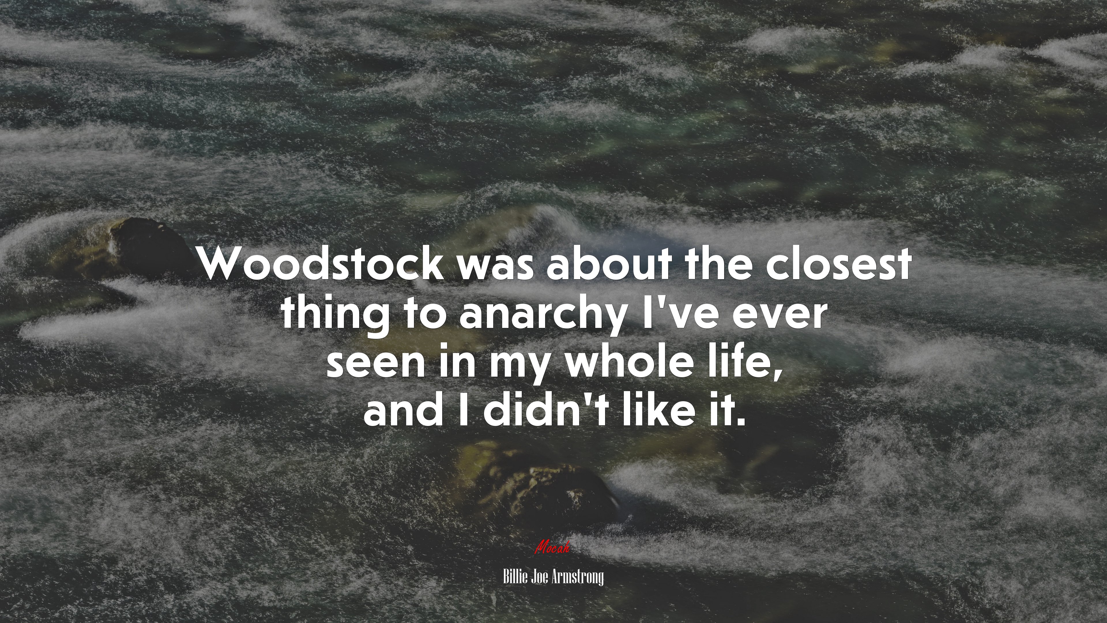 Woodstock was about the closest thing to anarchy I’ve ever seen in my whole life, and I didn’t like it. | Billie Joe Armstrong quote HD Wallpaper