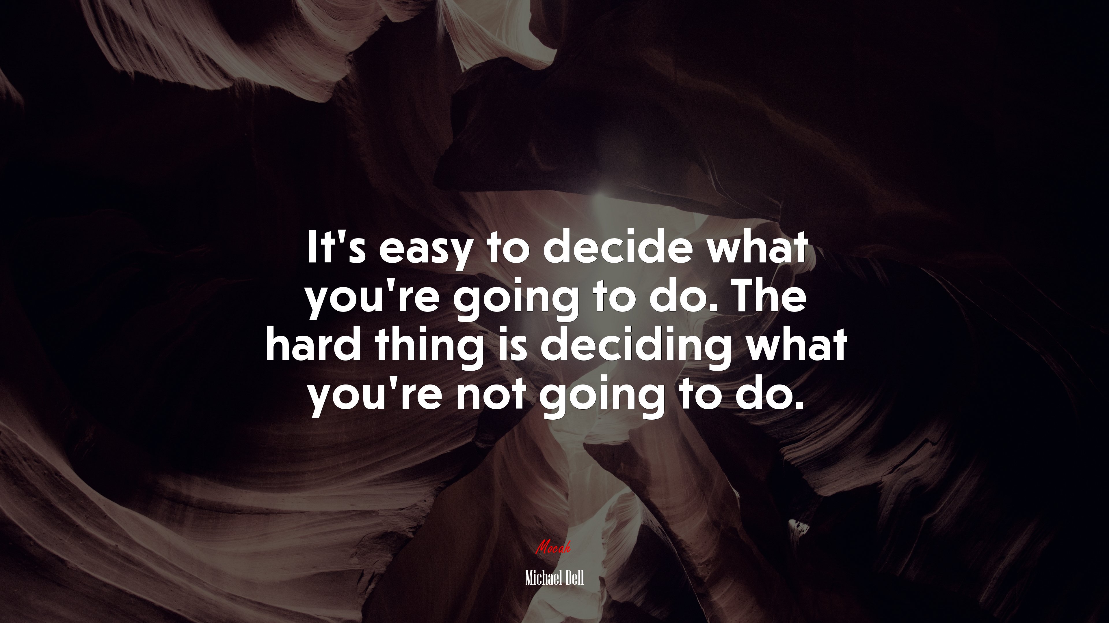 It’s easy to decide what you’re going to do. The hard thing is deciding what you’re not going to do. | Michael Dell quote HD Wallpaper