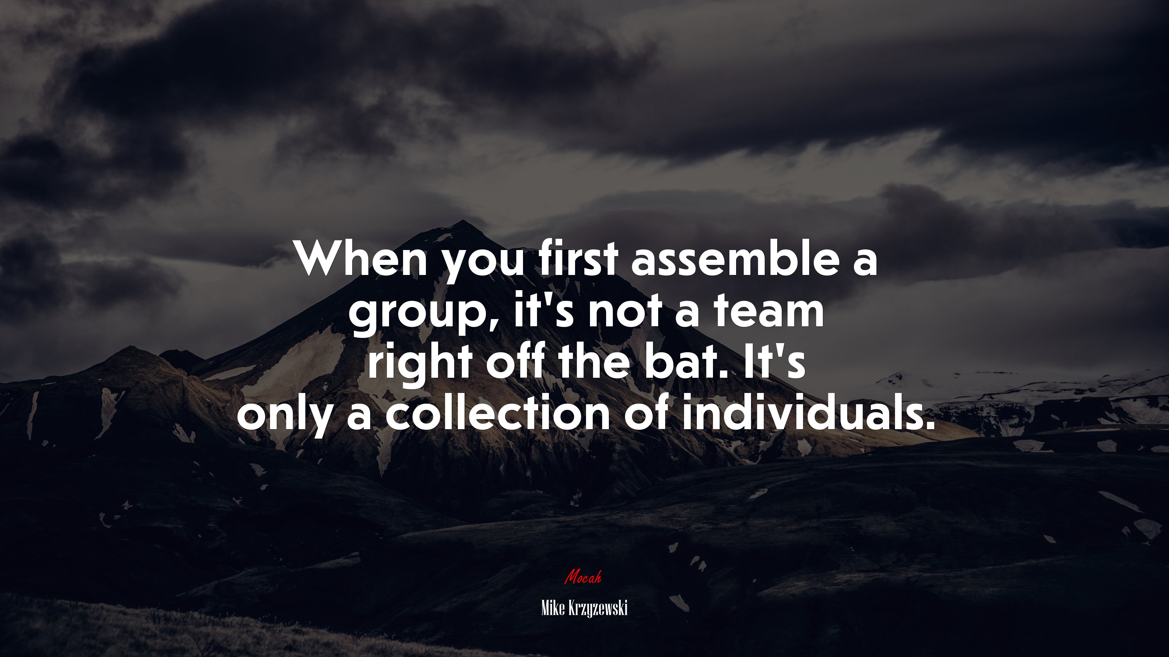 When you first assemble a group, it’s not a team right off the bat. It’s only a collection of individuals. | Mike Krzyzewski quote HD Wallpaper