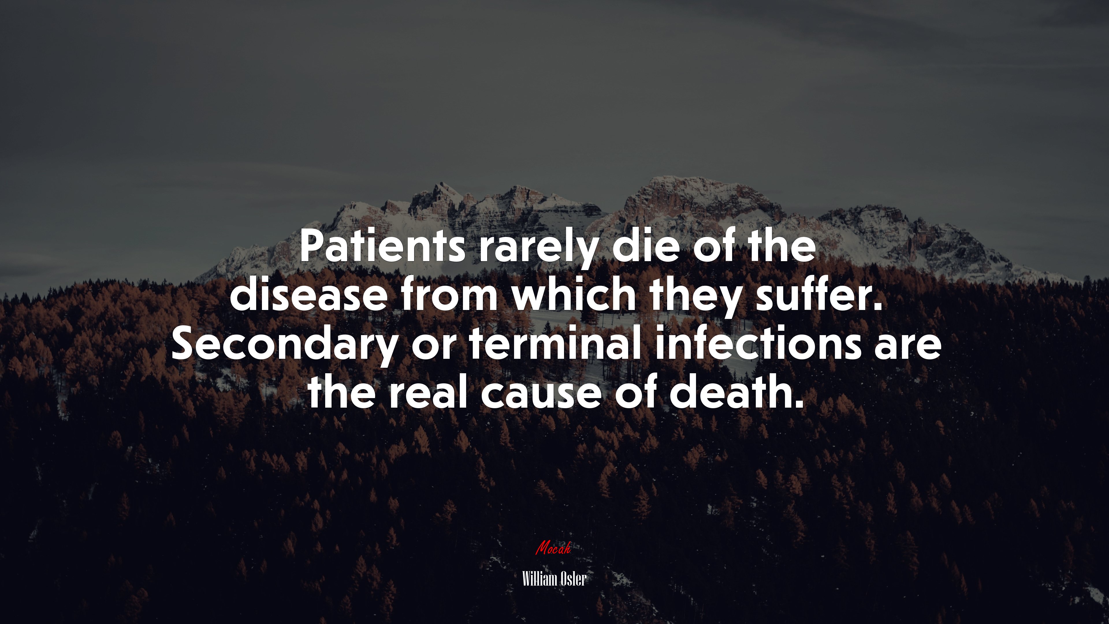 Patients rarely die of the disease from which they suffer. Secondary or terminal infections are the real cause of death. | William Osler quote HD Wallpaper