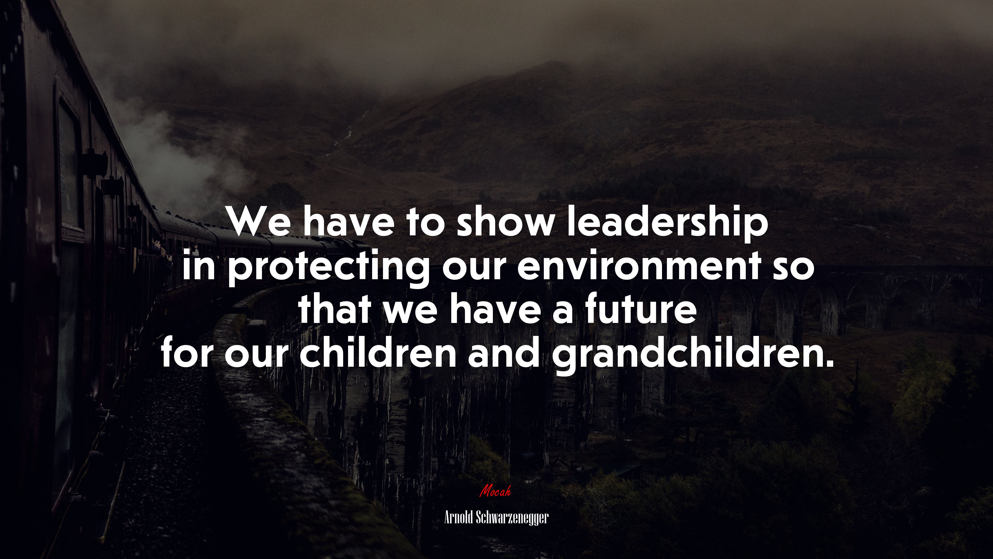 We have to show leadership in protecting our environment so that we have a future for our children and grandchildren. | Arnold Schwarzenegger quote HD Wallpaper