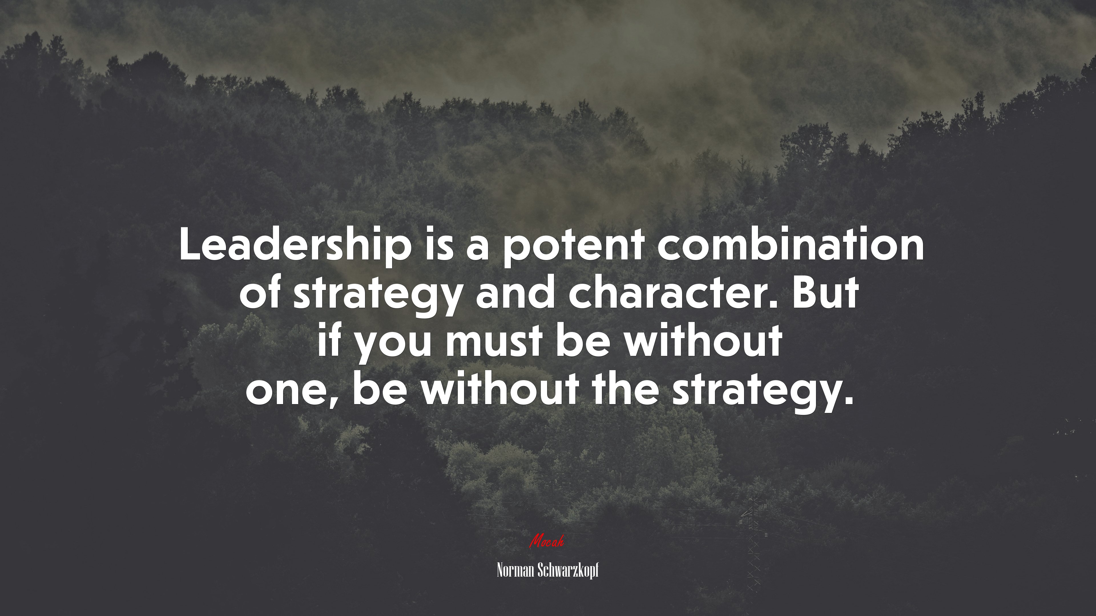 Leadership is a potent combination of strategy and character. But if you must be without one, be without the strategy. | Norman Schwarzkopf quote HD Wallpaper