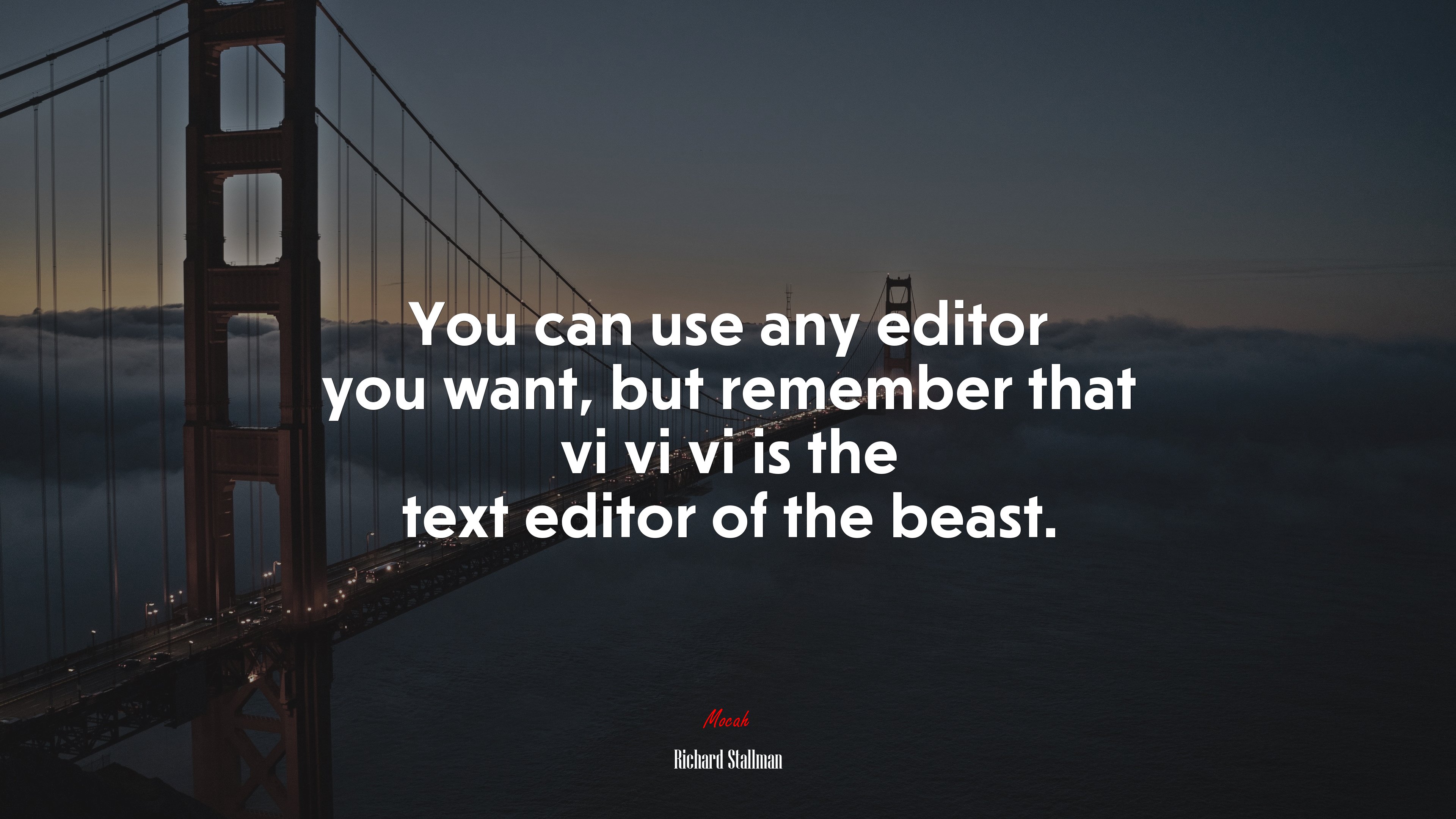 You can use any editor you want, but remember that vi vi vi is the text editor of the beast. | Richard Stallman quote HD Wallpaper