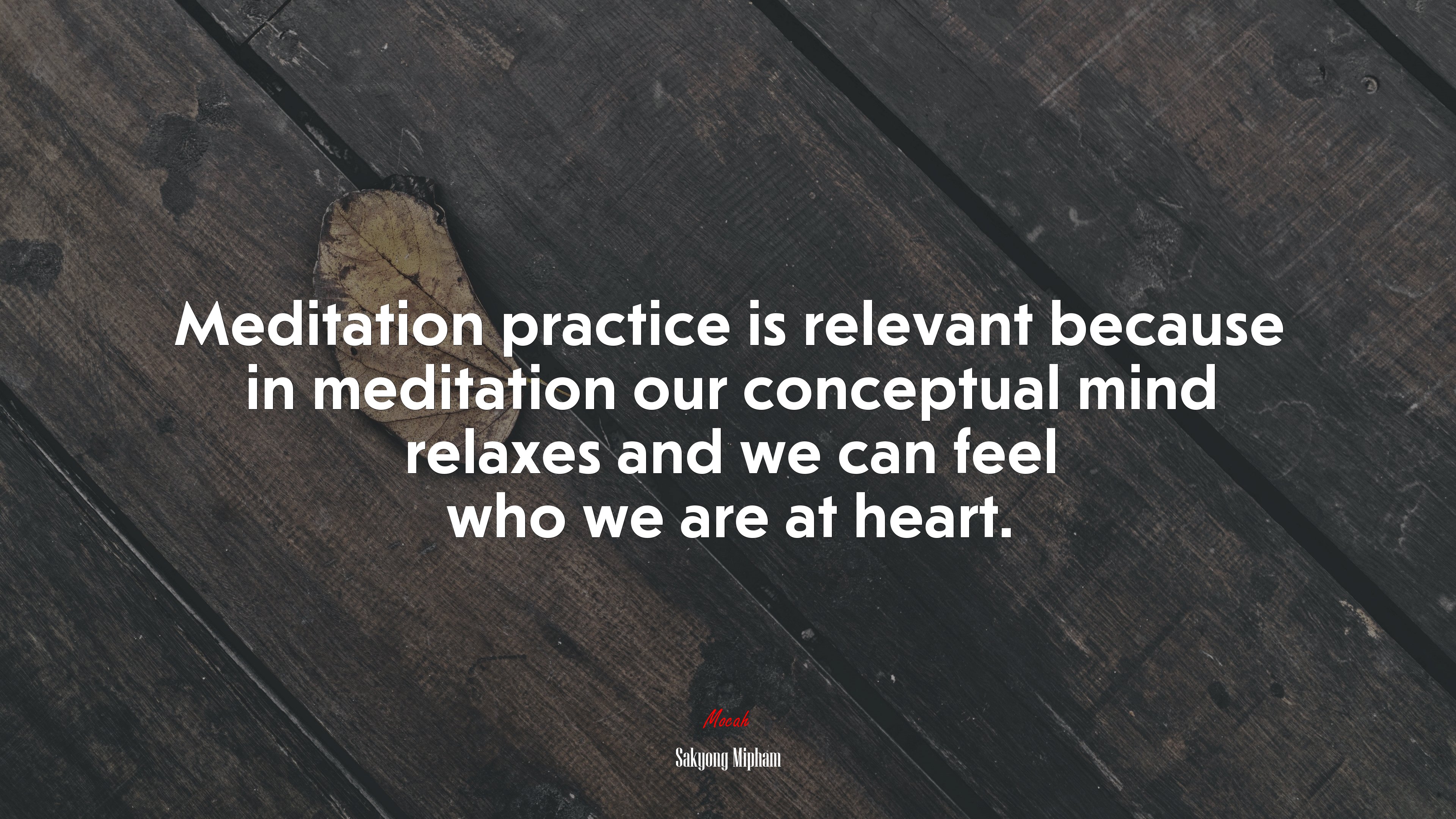 Meditation practice is relevant because in meditation our conceptual mind relaxes and we can feel who we are at heart. | Sakyong Mipham quote HD Wallpaper