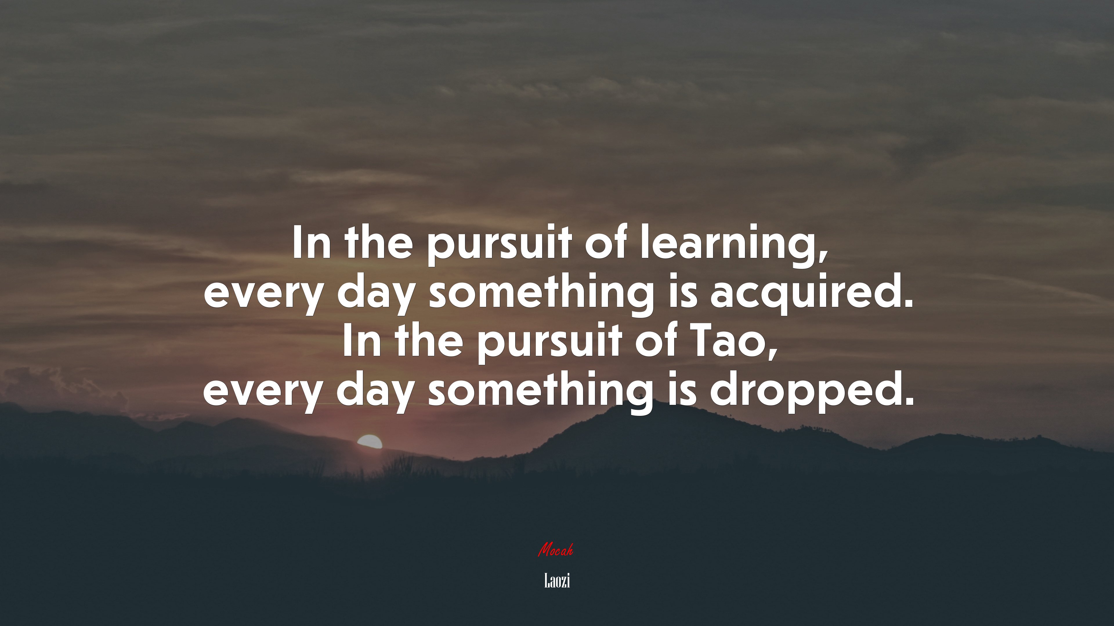 In the pursuit of learning, every day something is acquired. In the pursuit of Tao, every day something is dropped. | Laozi quote HD Wallpaper
