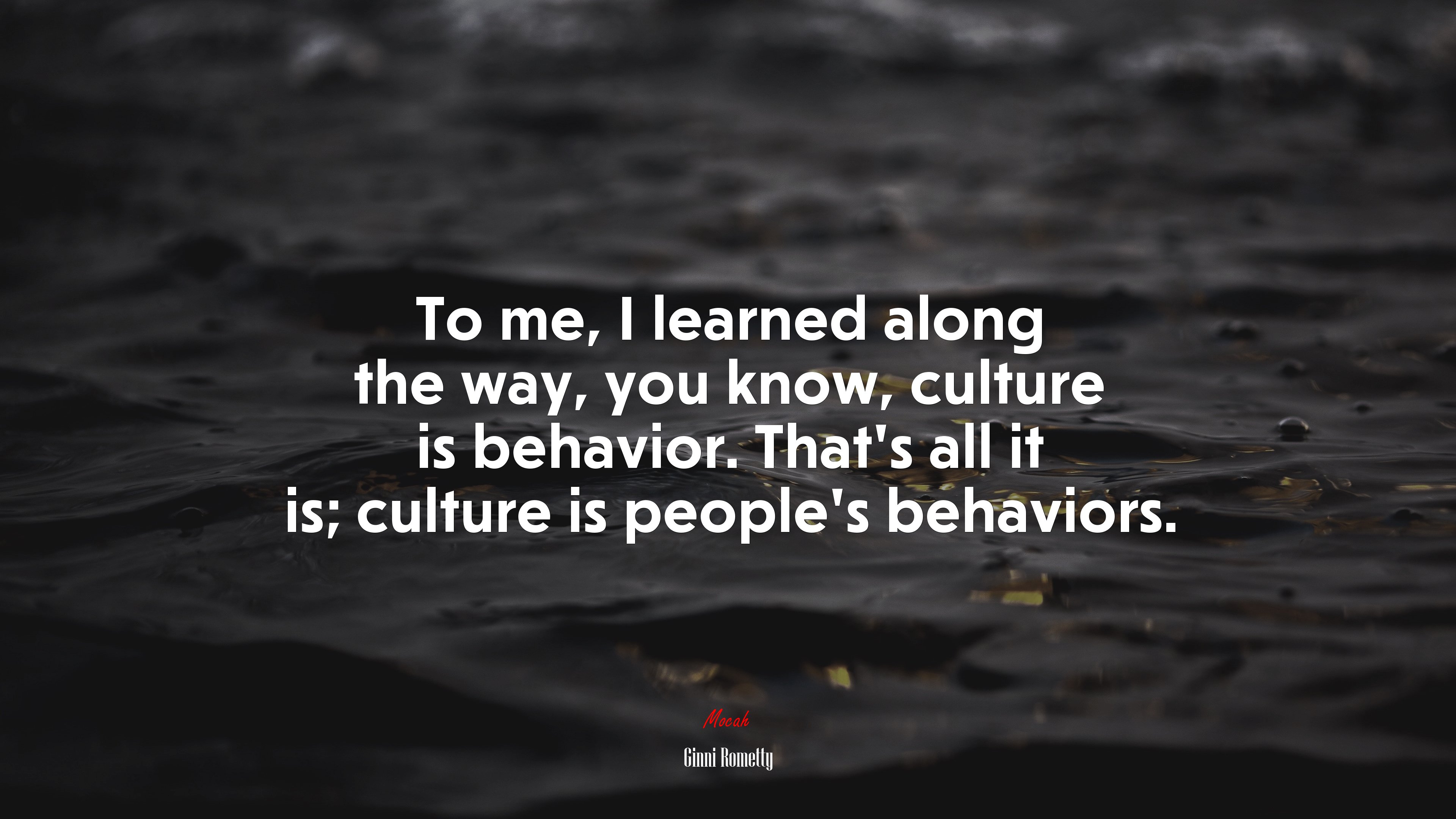 To me, I learned along the way, you know, culture is behavior. That’s all it is; culture is people’s behaviors. | Ginni Rometty quote HD Wallpaper
