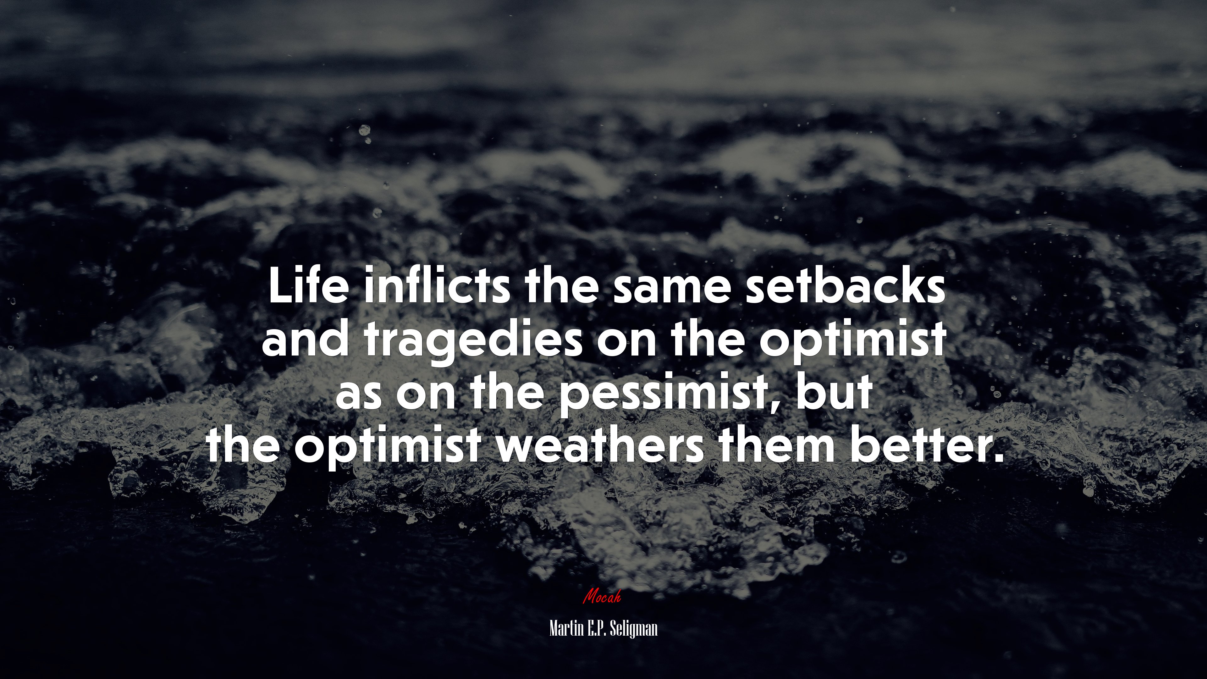 Life inflicts the same setbacks and tragedies on the optimist as on the pessimist, but the optimist weathers them better. | Martin E.P. Seligman quote HD Wallpaper