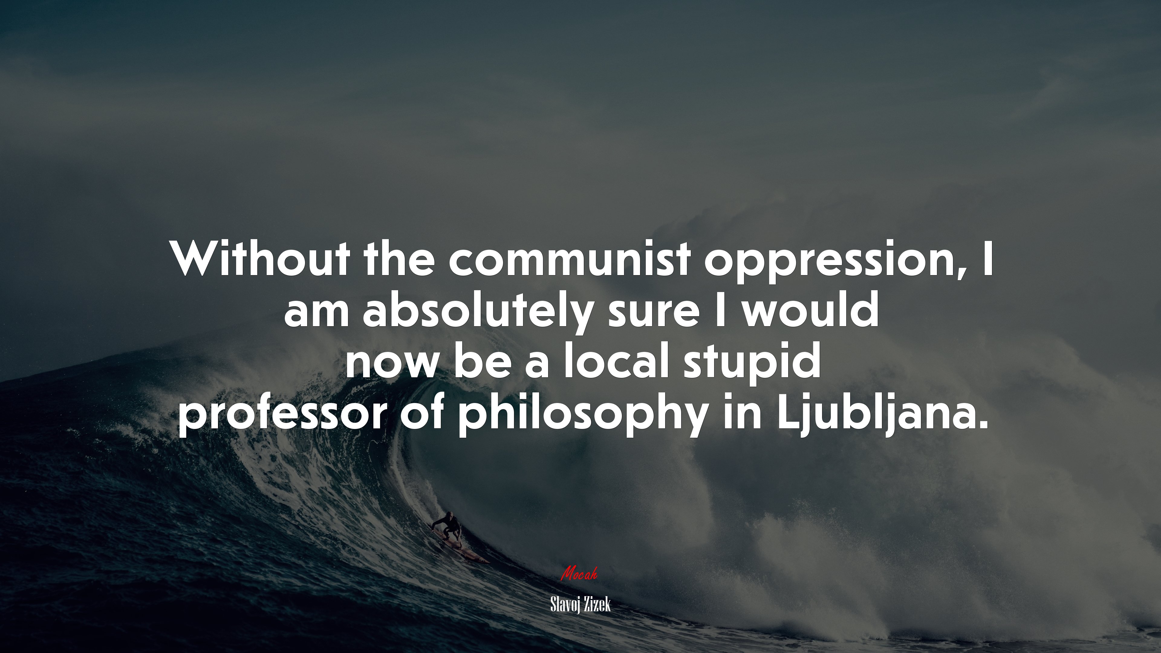Without the communist oppression, I am absolutely sure I would now be a local stupid professor of philosophy in Ljubljana. | Slavoj Žižek quote HD Wallpaper