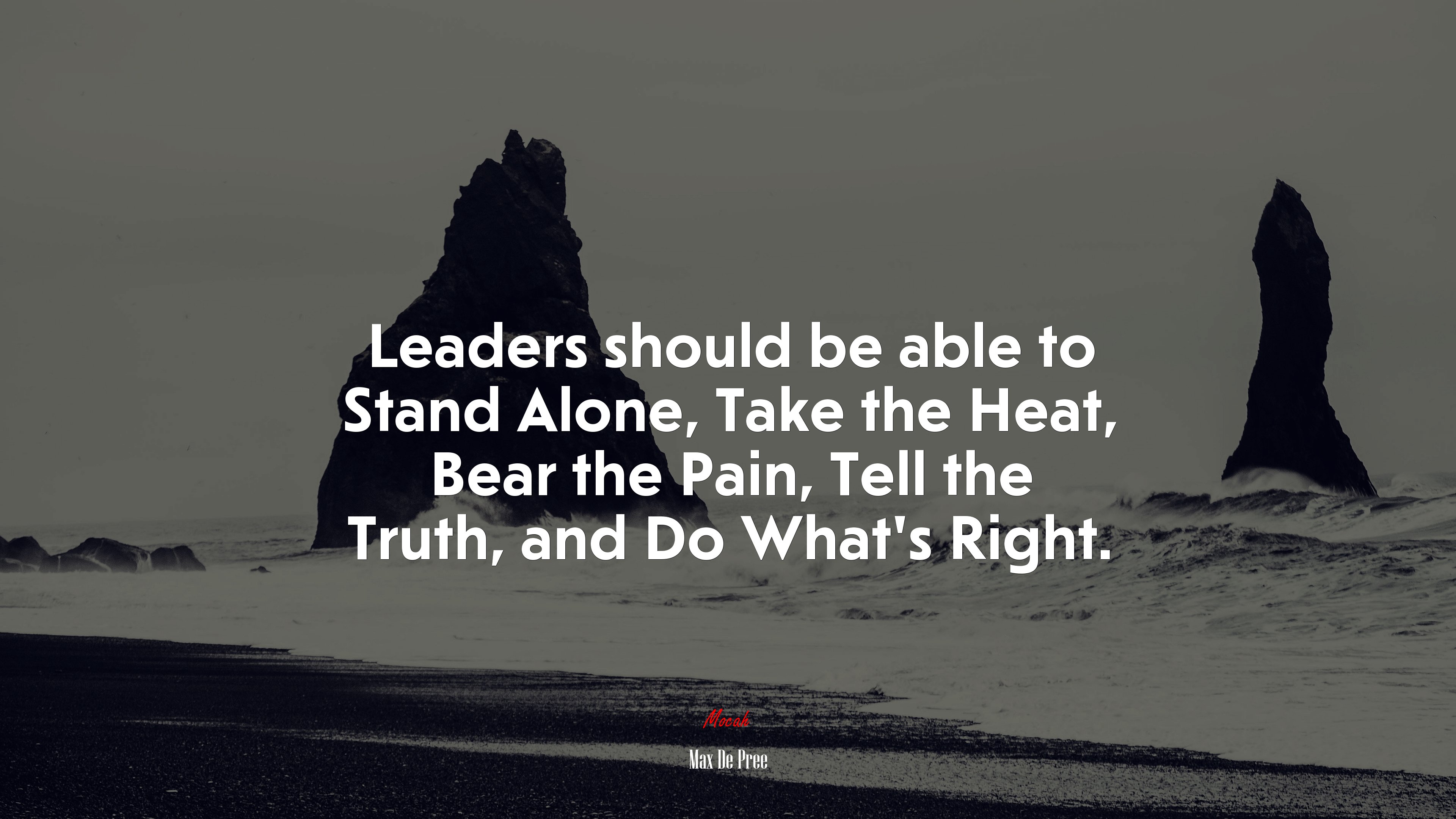 Leaders should be able to Stand Alone, Take the Heat, Bear the Pain, Tell the Truth, and Do What’s Right. | Max De Pree quote HD Wallpaper