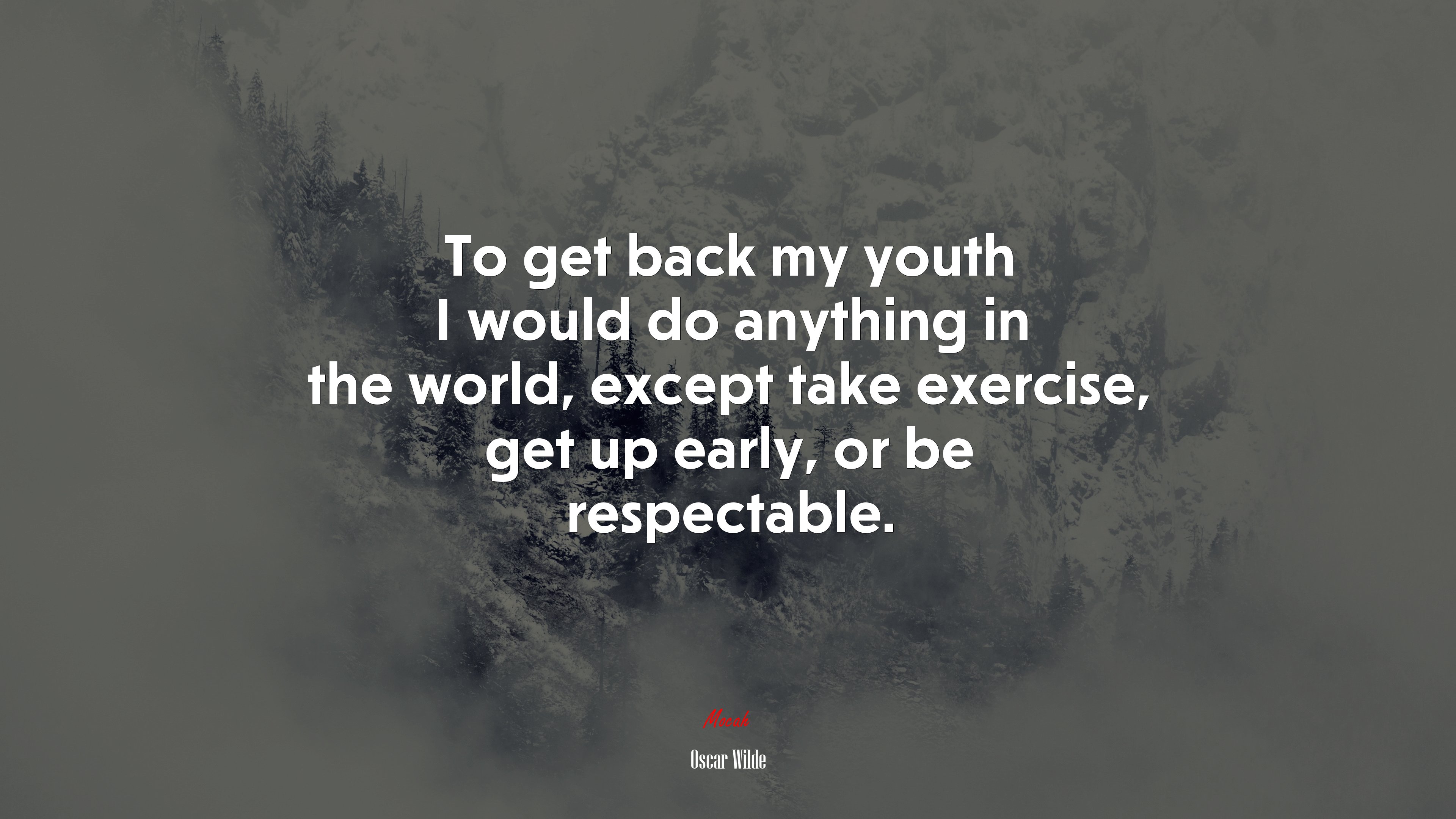 To get back my youth I would do anything in the world, except take exercise, get up early, or be respectable. | Oscar Wilde quote HD Wallpaper