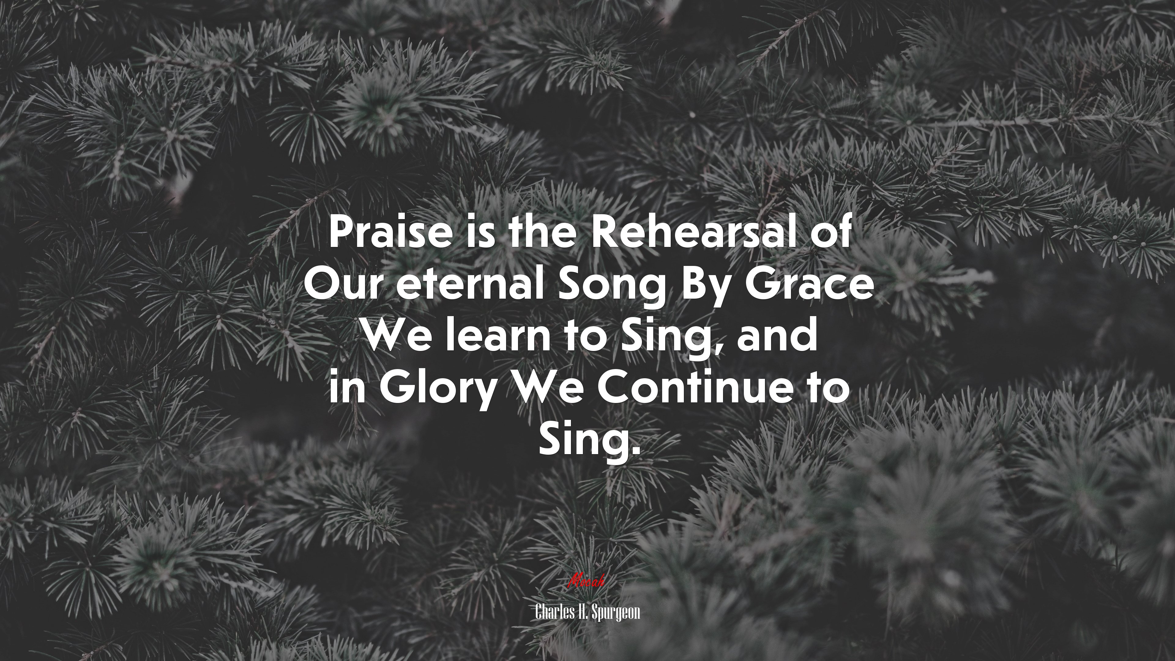 Praise is the Rehearsal of Our eternal Song By Grace We learn to Sing, and in Glory We Continue to Sing. | Charles H. Spurgeon quote HD Wallpaper