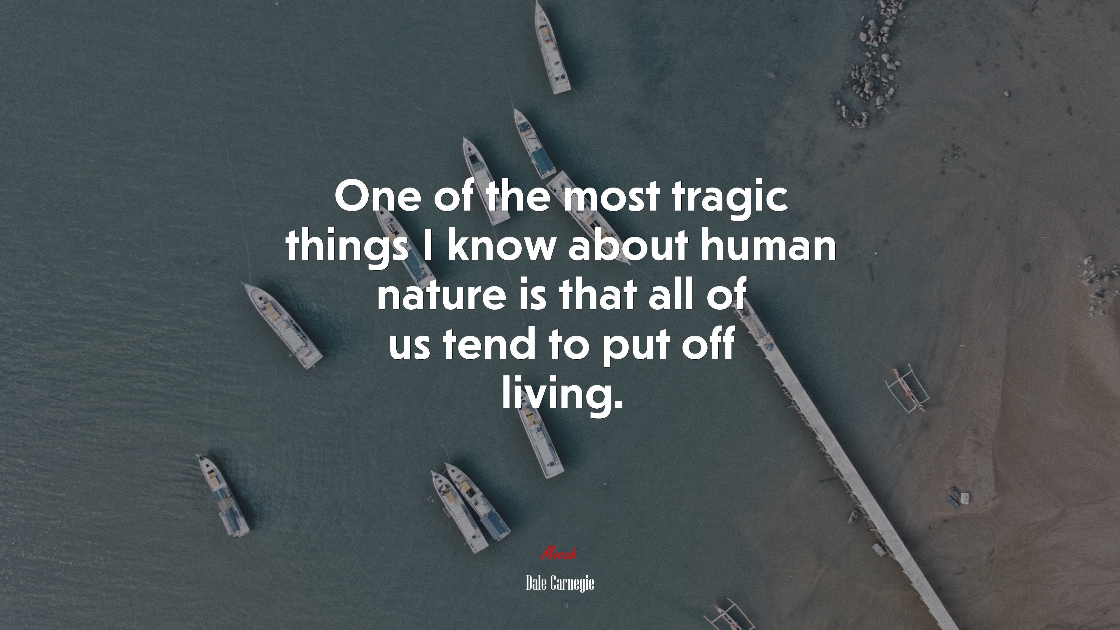 One of the most tragic things I know about human nature is that all of us tend to put off living. | Dale Carnegie quote HD Wallpaper