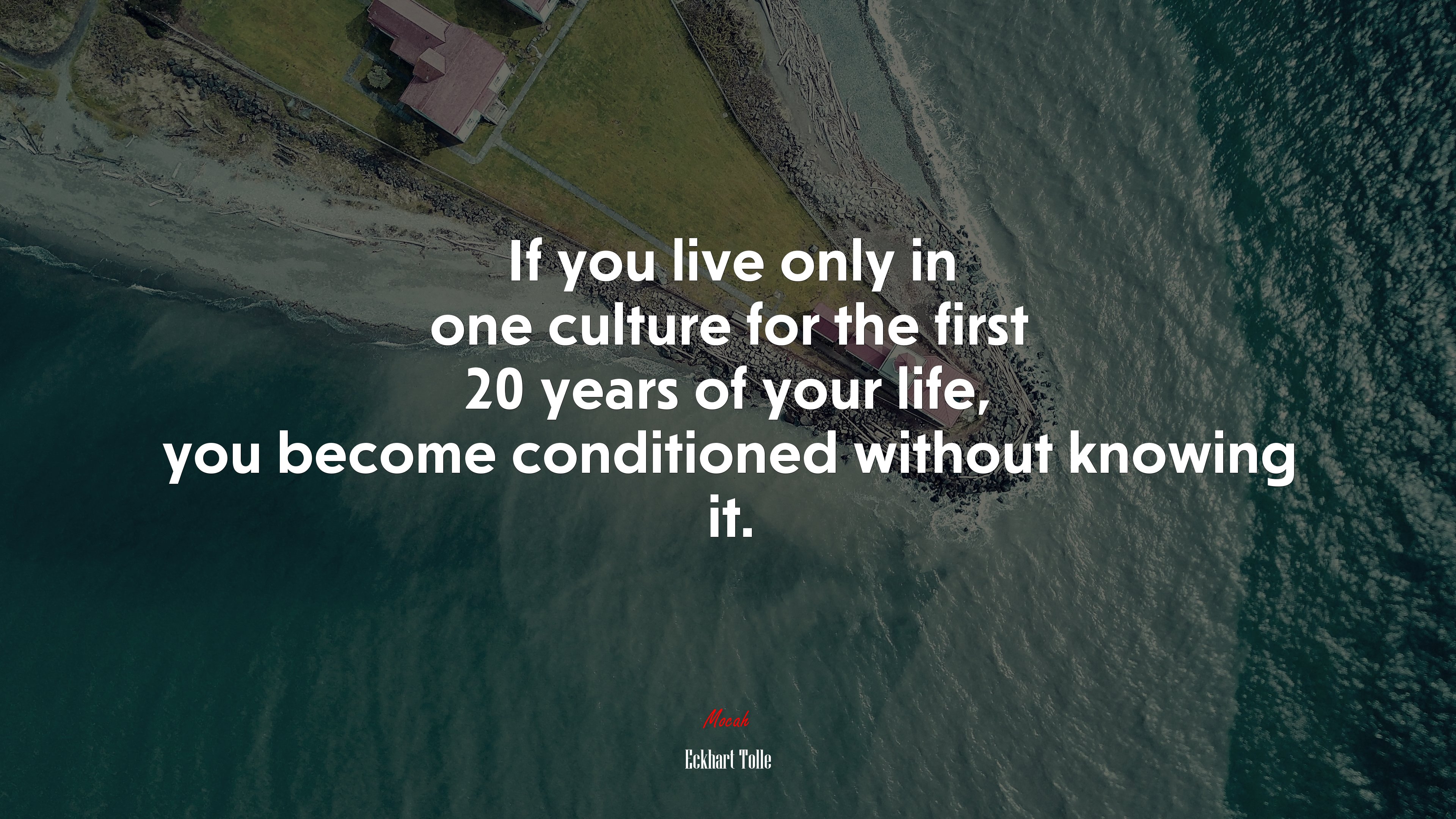 If you live only in one culture for the first 20 years of your life, you become conditioned without knowing it. | Eckhart Tolle quote HD Wallpaper