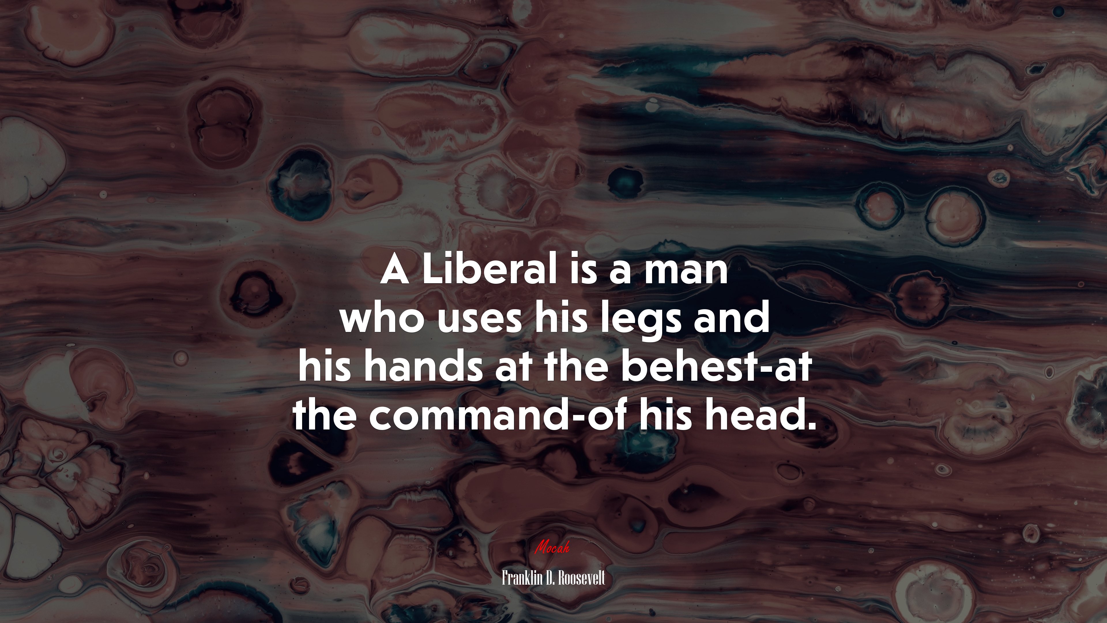 A Liberal is a man who uses his legs and his hands at the behest-at the command-of his head. | Franklin D. Roosevelt quote HD Wallpaper