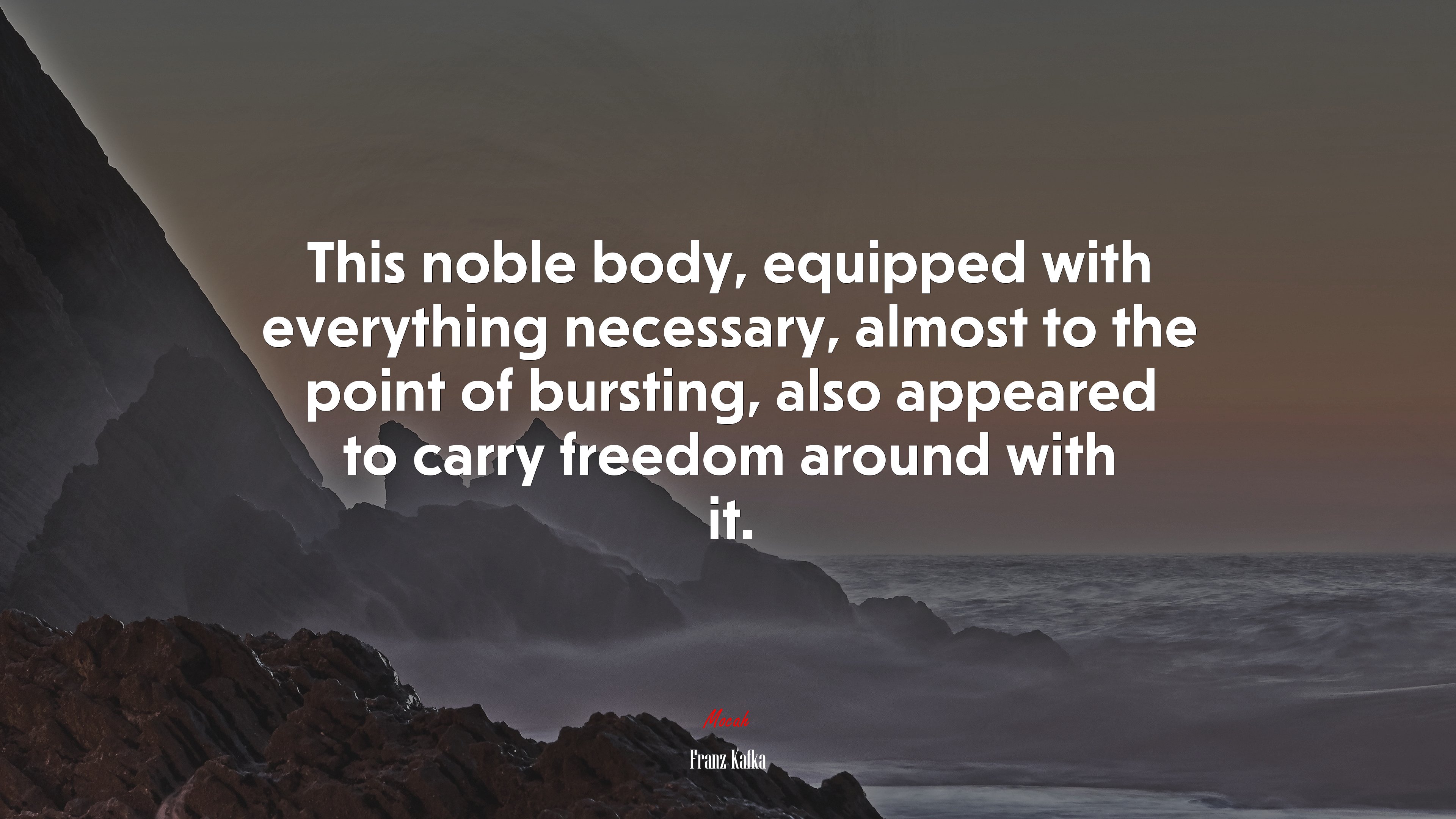 This noble body, equipped with everything necessary, almost to the point of bursting, also appeared to carry freedom around with it. | Franz Kafka quote HD Wallpaper