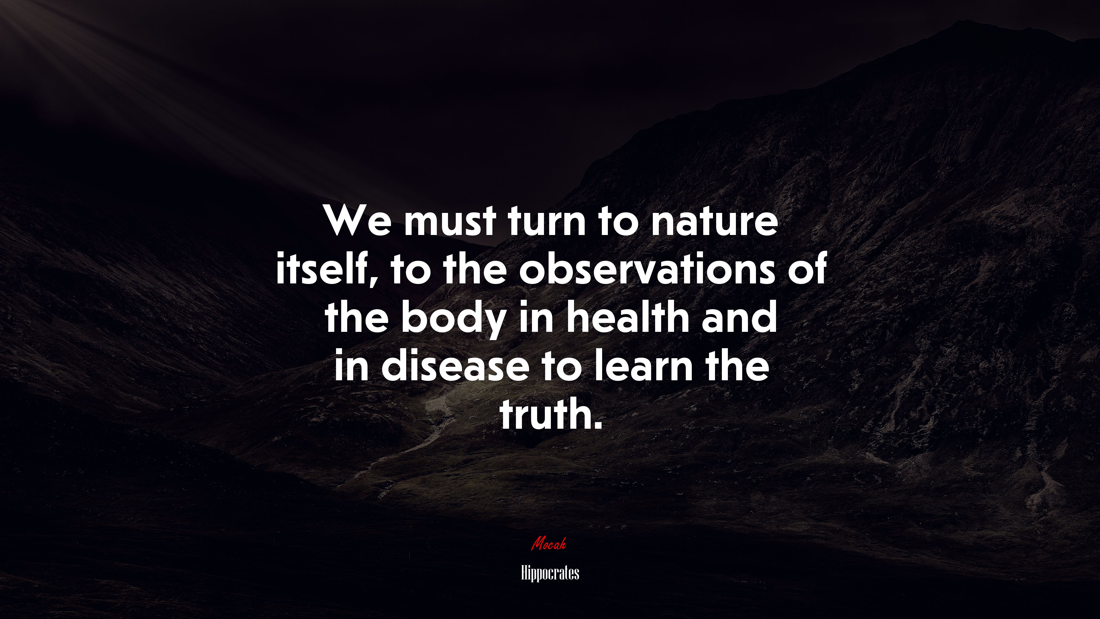 We must turn to nature itself, to the observations of the body in health and in disease to learn the truth. | Hippocrates quote HD Wallpaper