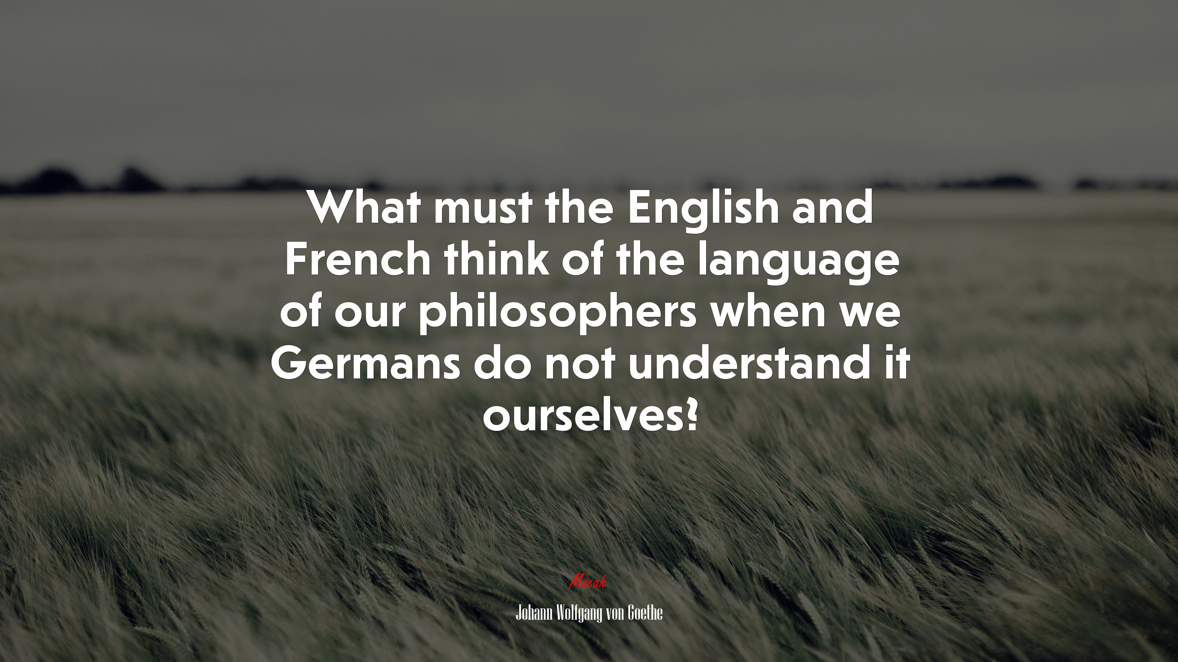 What must the English and French think of the language of our philosophers when we Germans do not understand it ourselves? | Johann Wolfgang von Goethe quote HD Wallpaper