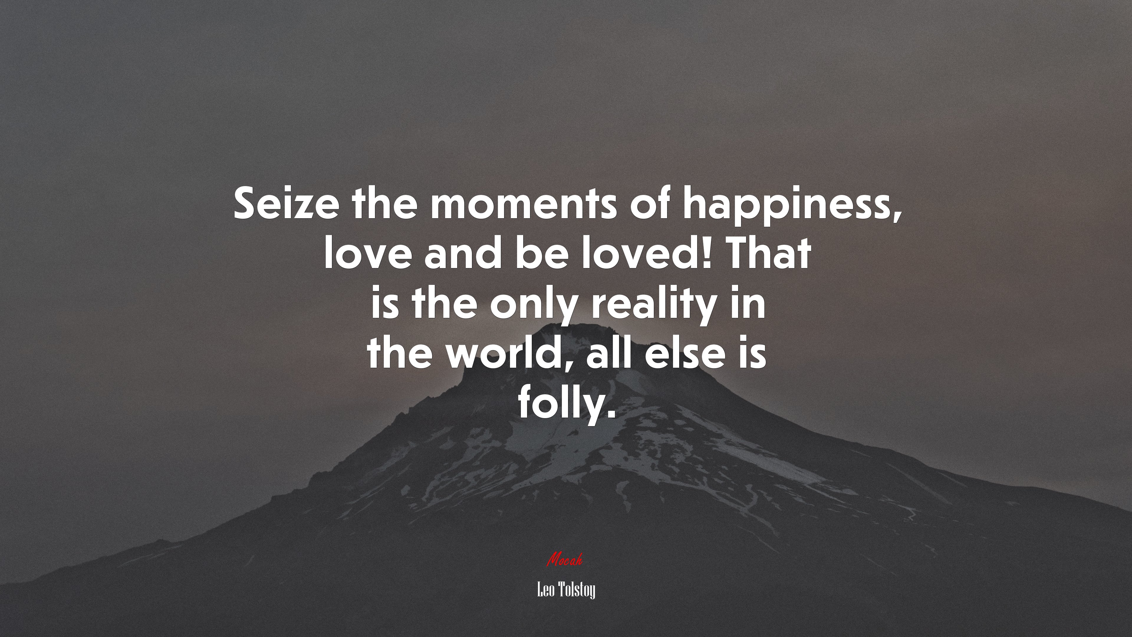 Seize the moments of happiness, love and be loved! That is the only reality in the world, all else is folly. | Leo Tolstoy quote HD Wallpaper