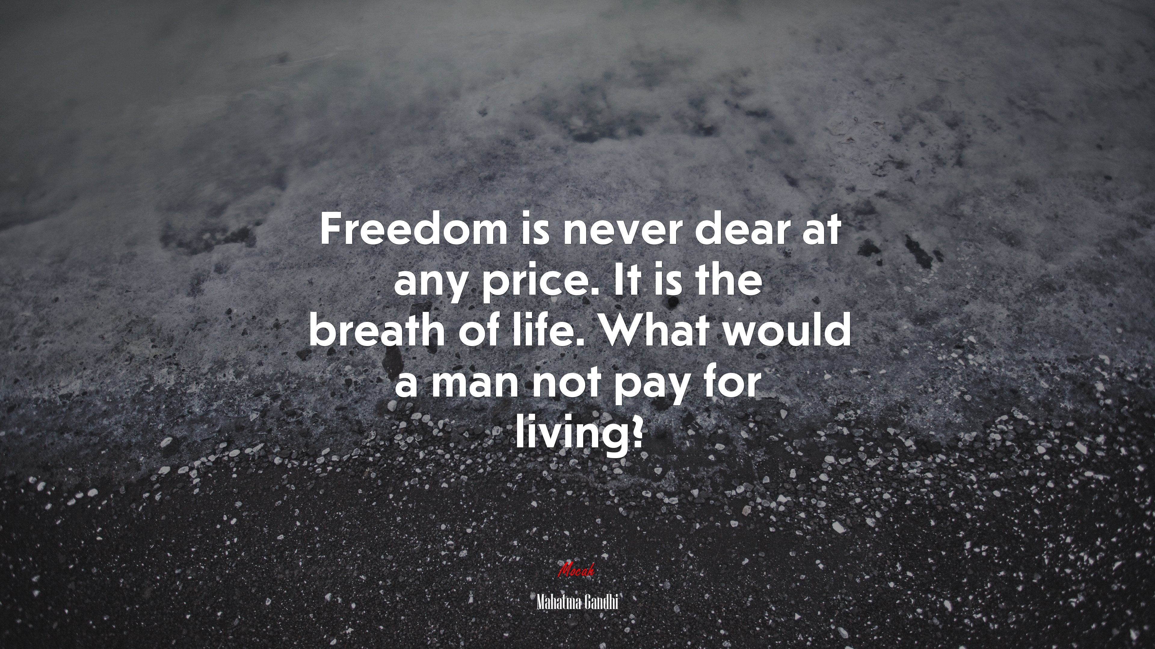 Freedom is never dear at any price. It is the breath of life. What would a man not pay for living? | Mahatma Gandhi quote HD Wallpaper