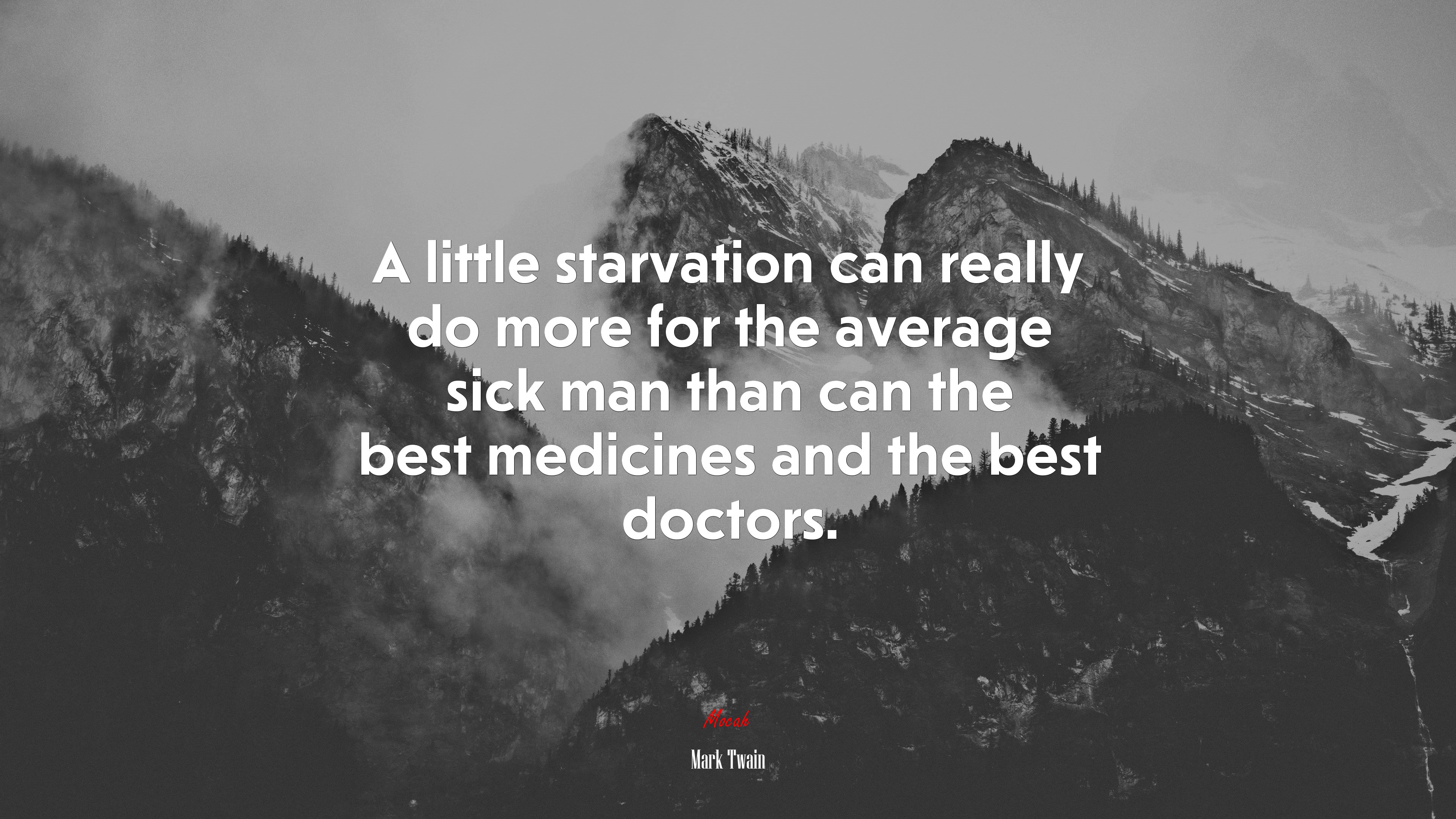 A little starvation can really do more for the average sick man than can the best medicines and the best doctors. | Mark Twain quote HD Wallpaper