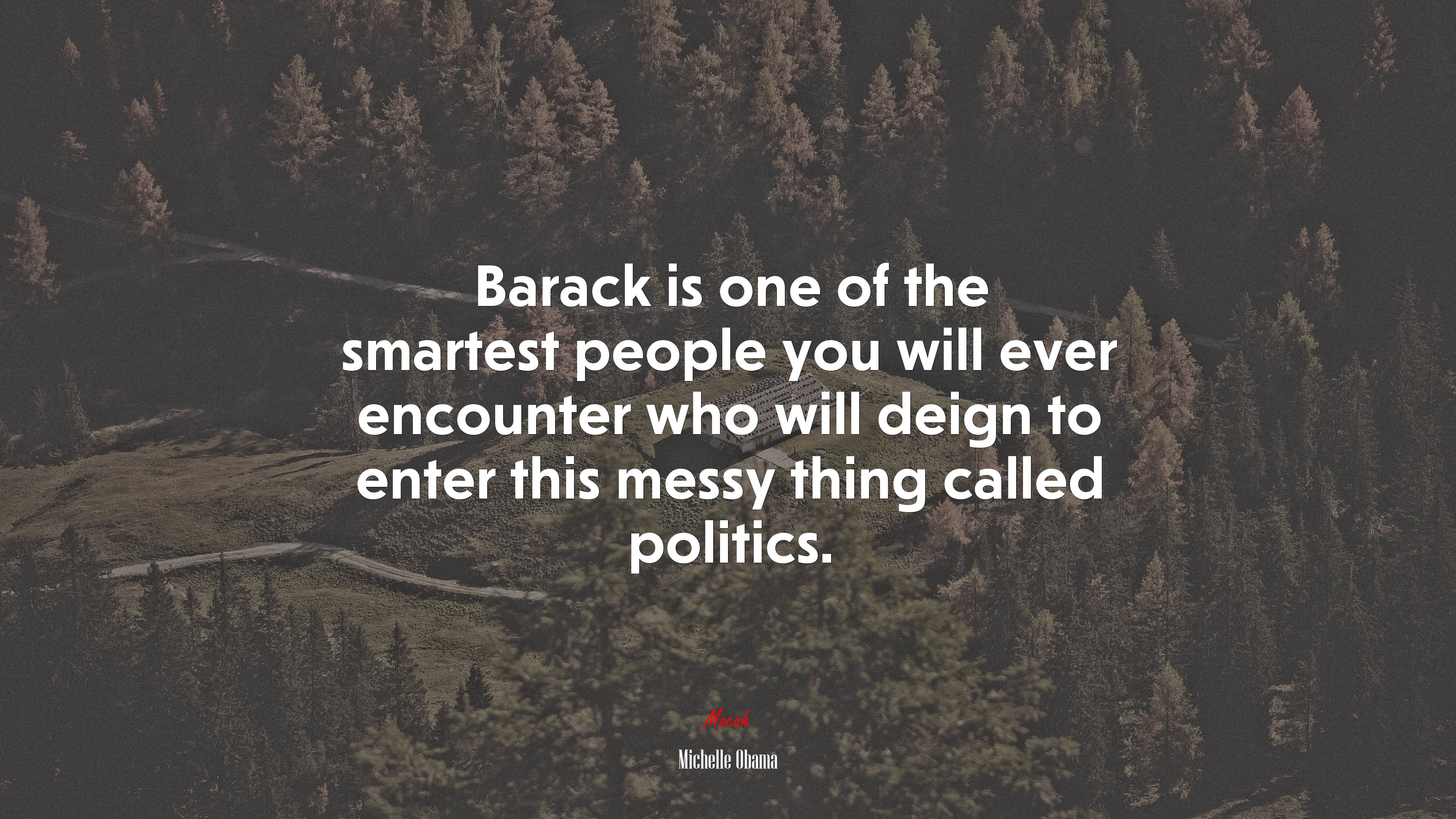 Barack is one of the smartest people you will ever encounter who will deign to enter this messy thing called politics. | Michelle Obama quote HD Wallpaper