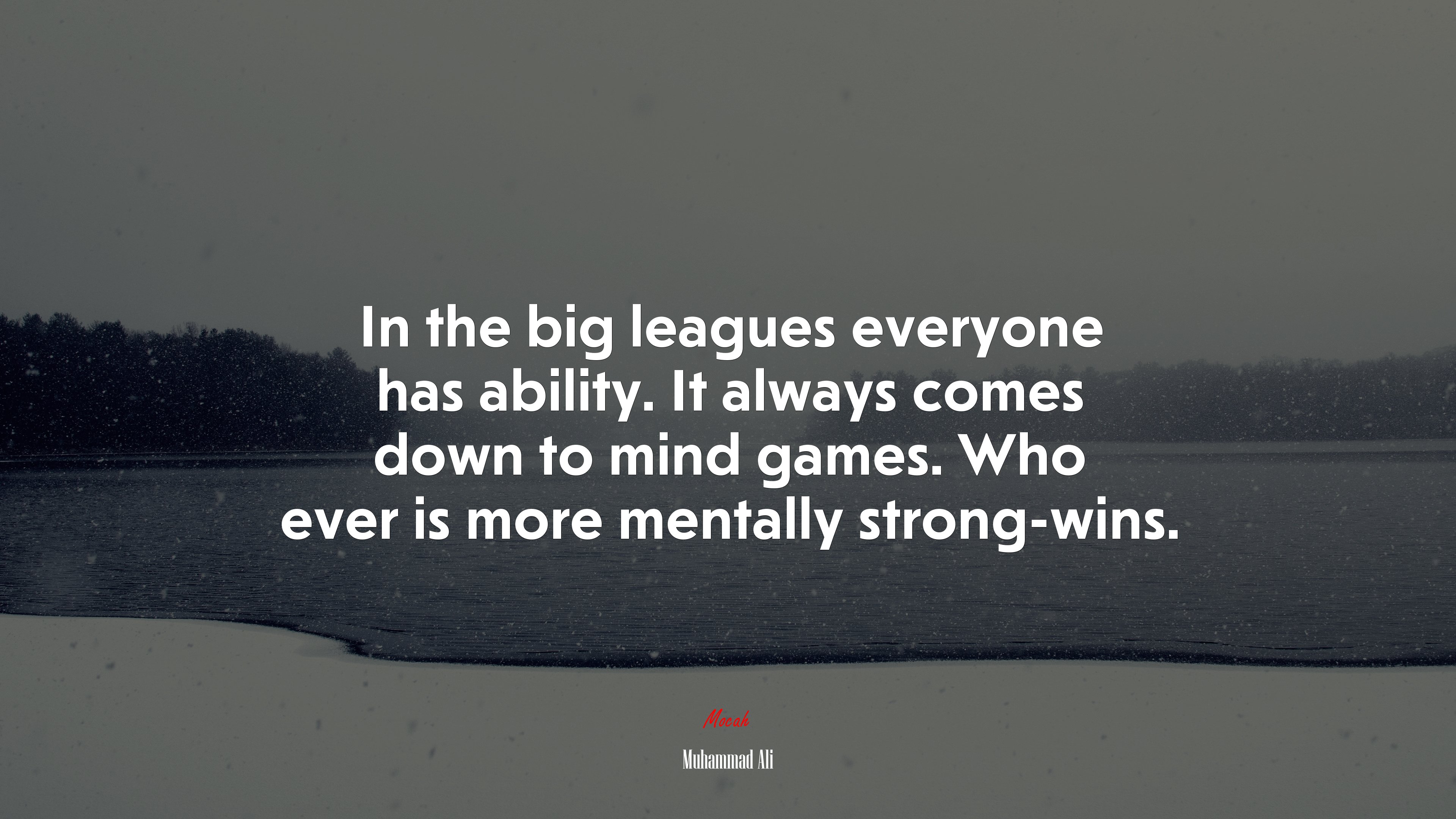 In the big leagues everyone has ability. It always comes down to mind games. Who ever is more mentally strong-wins. | Muhammad Ali quote HD Wallpaper
