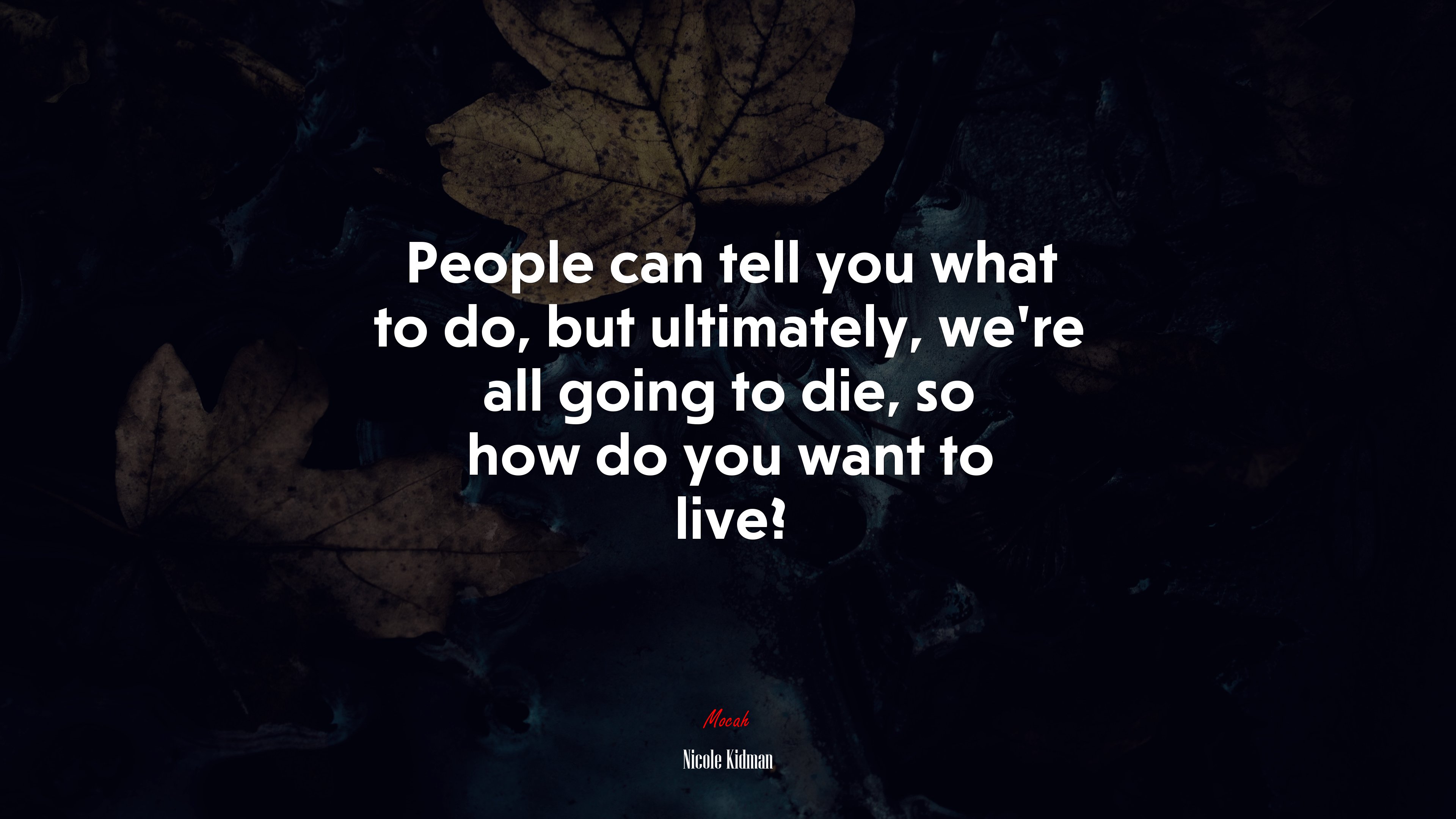 People can tell you what to do, but ultimately, we’re all going to die, so how do you want to live? | Nicole Kidman quote HD Wallpaper