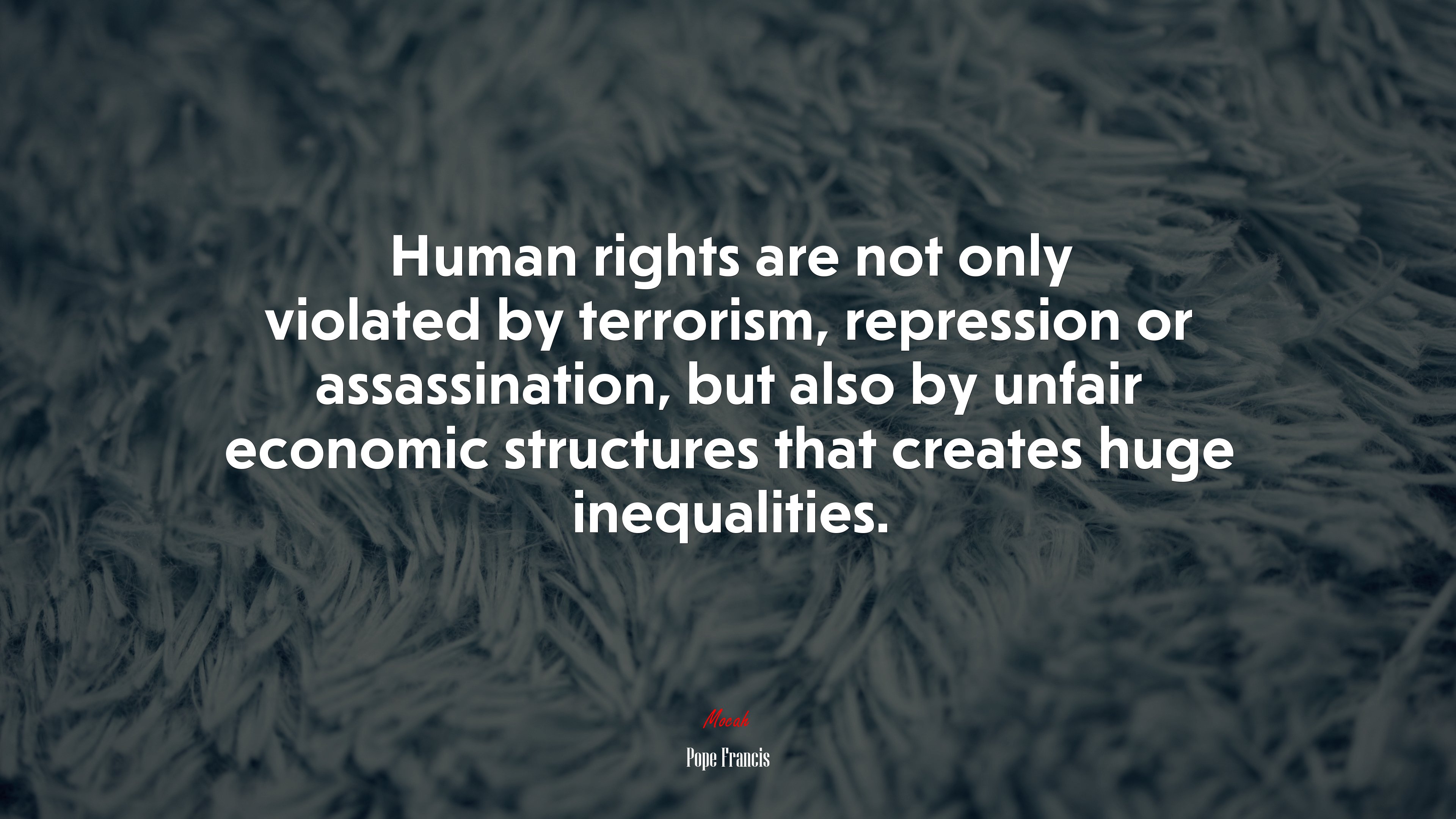 Human rights are not only violated by terrorism, repression or assassination, but also by unfair economic structures that creates huge inequalities. | Pope Francis quote HD Wallpaper