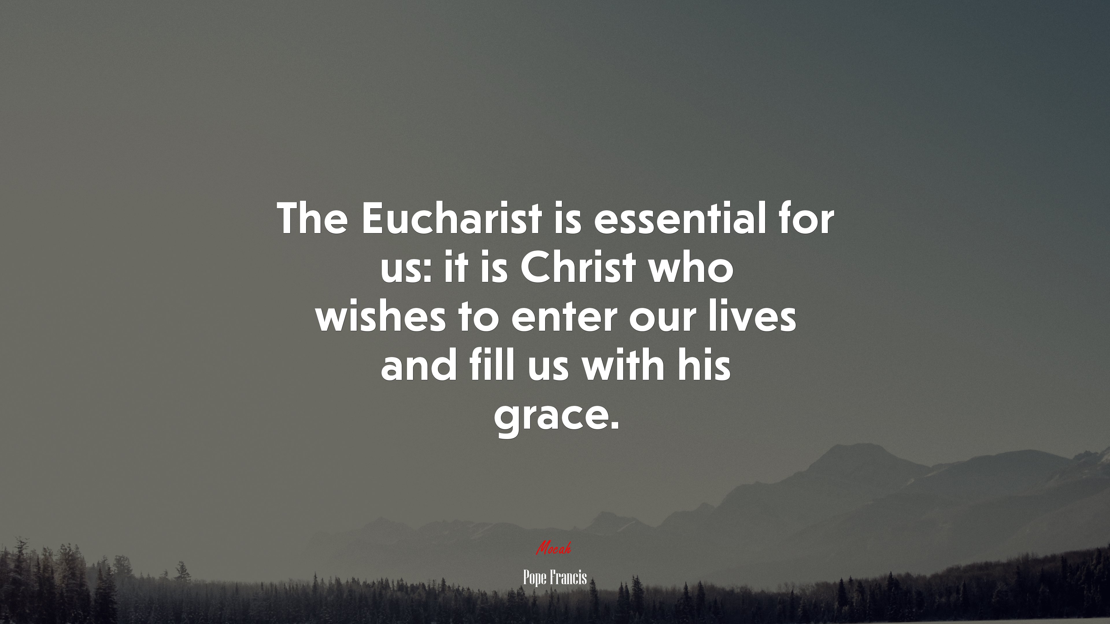 The Eucharist is essential for us: it is Christ who wishes to enter our lives and fill us with his grace. | Pope Francis quote HD Wallpaper