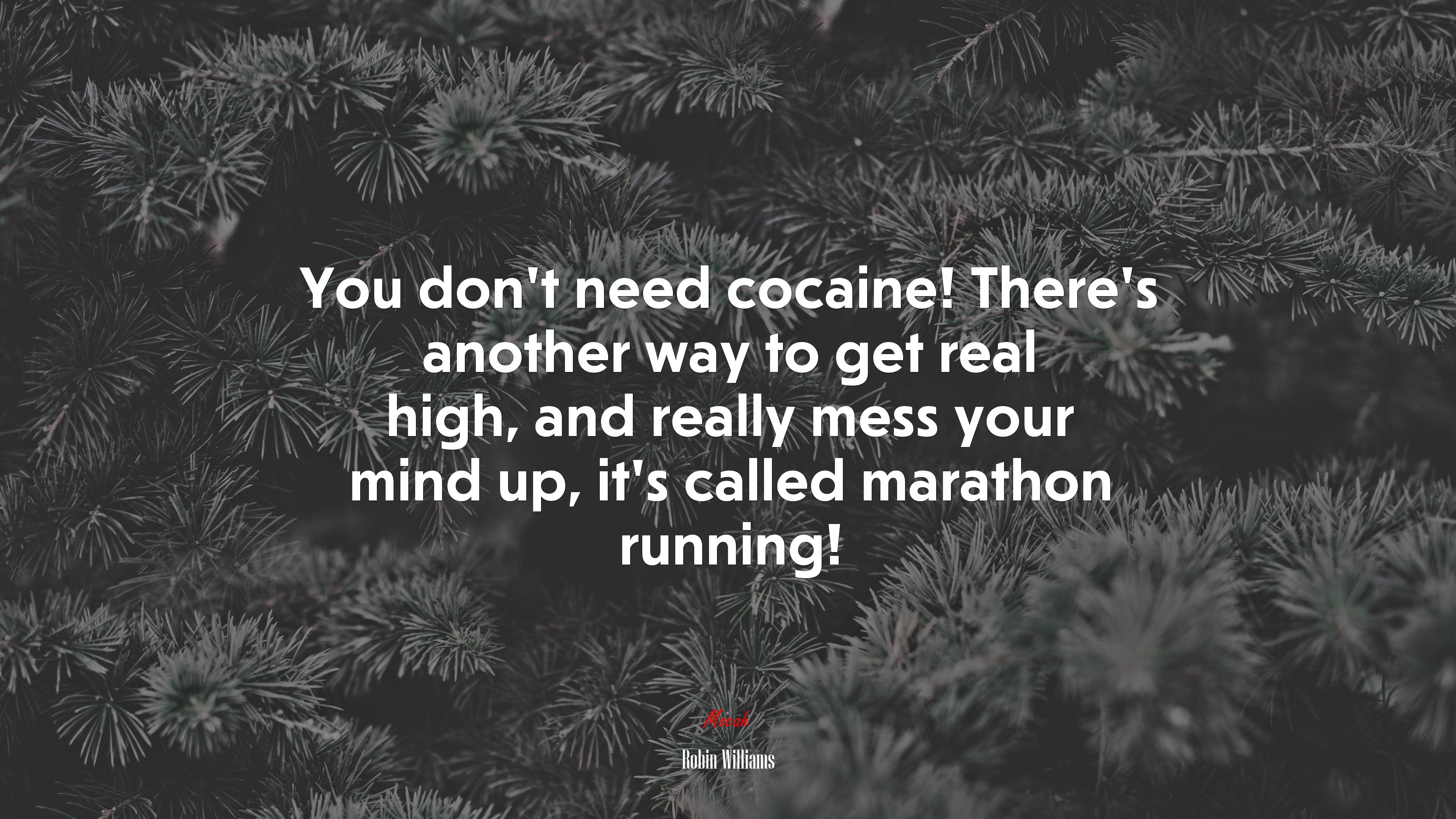You don’t need cocaine! There’s another way to get real high, and really mess your mind up, it’s called marathon running! | Robin Williams quote HD Wallpaper