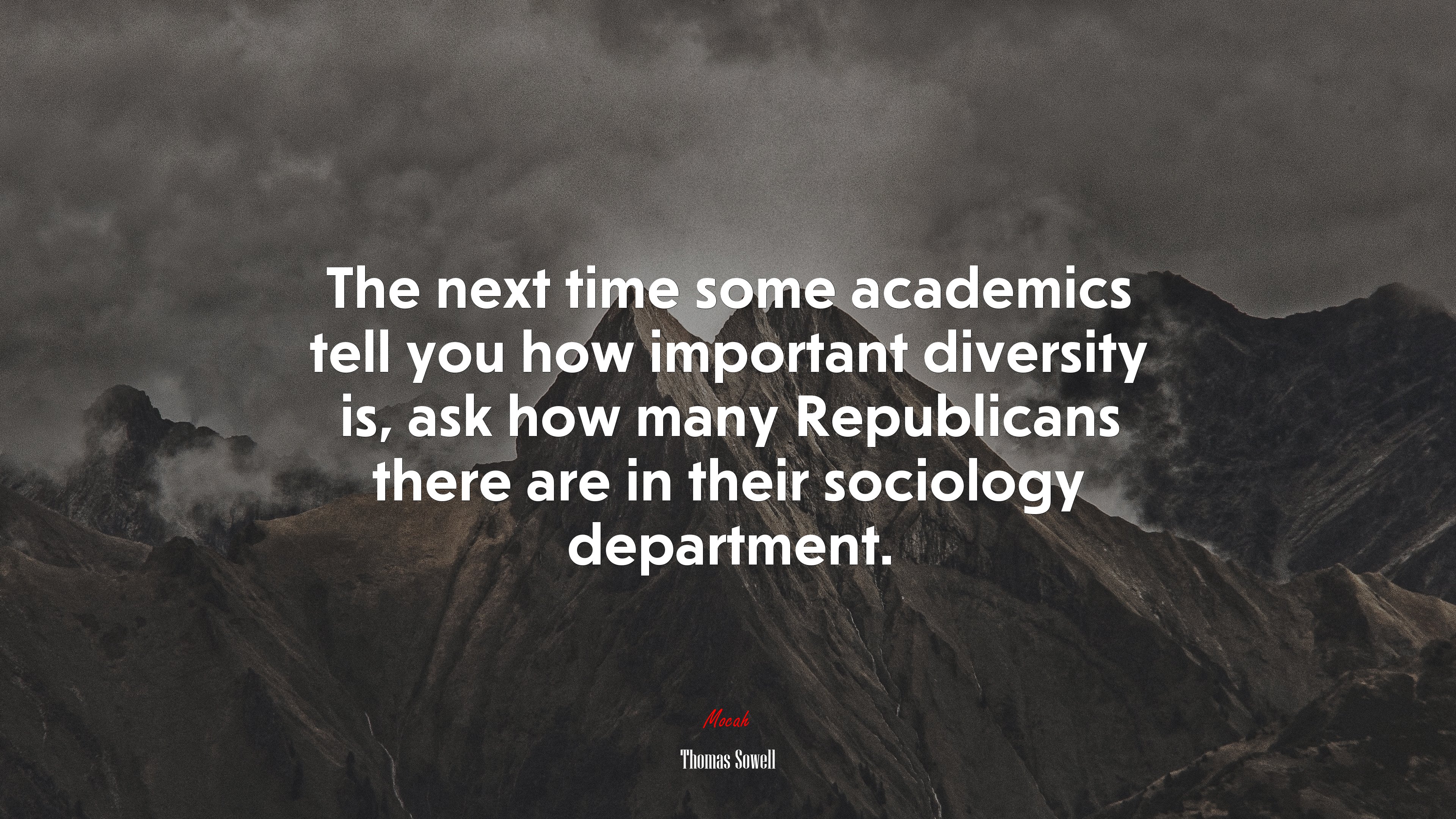 The next time some academics tell you how important diversity is, ask how many Republicans there are in their sociology department. | Thomas Sowell quote HD Wallpaper