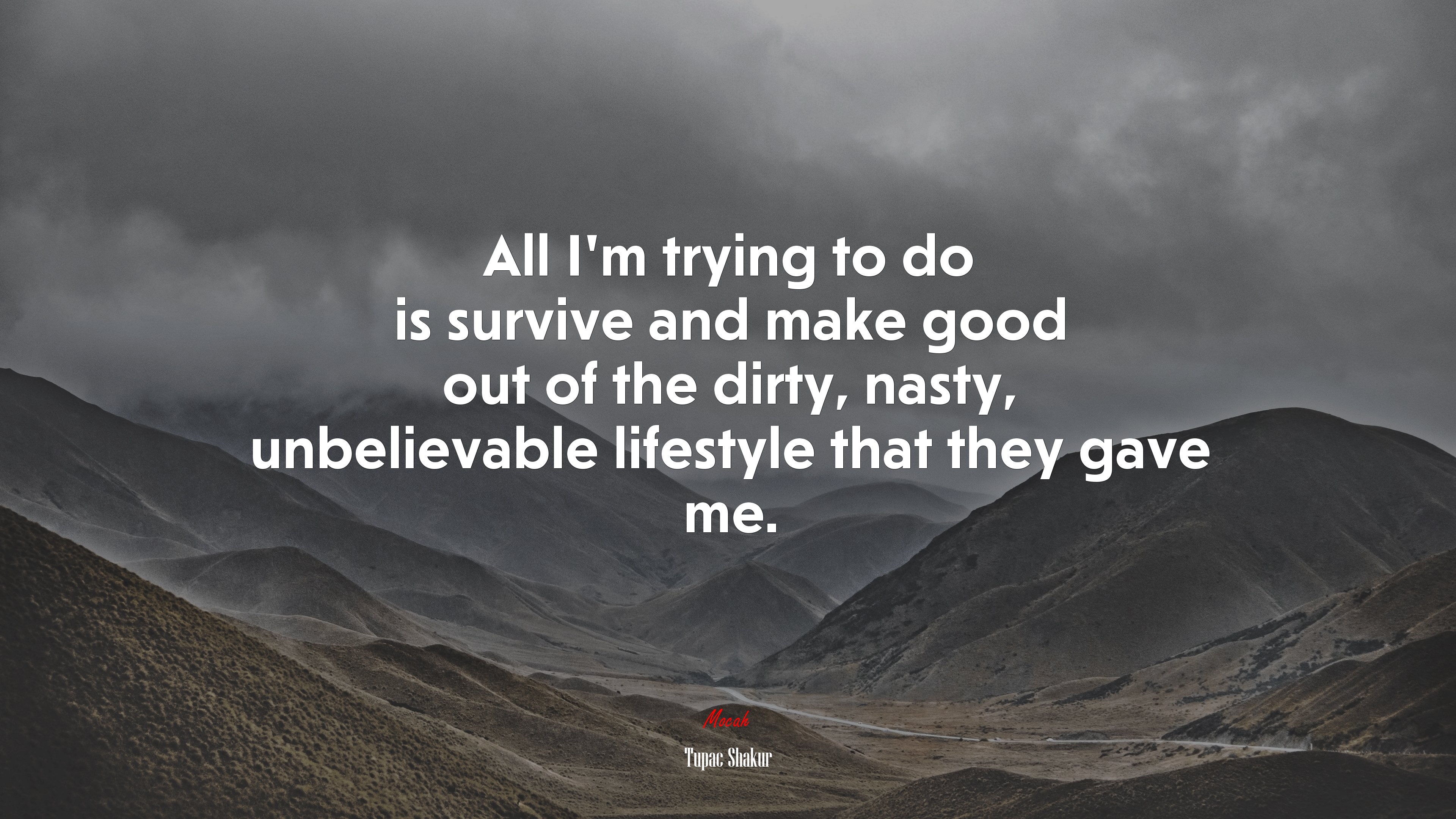 All I’m trying to do is survive and make good out of the dirty, nasty, unbelievable lifestyle that they gave me. | Tupac Shakur quote HD Wallpaper