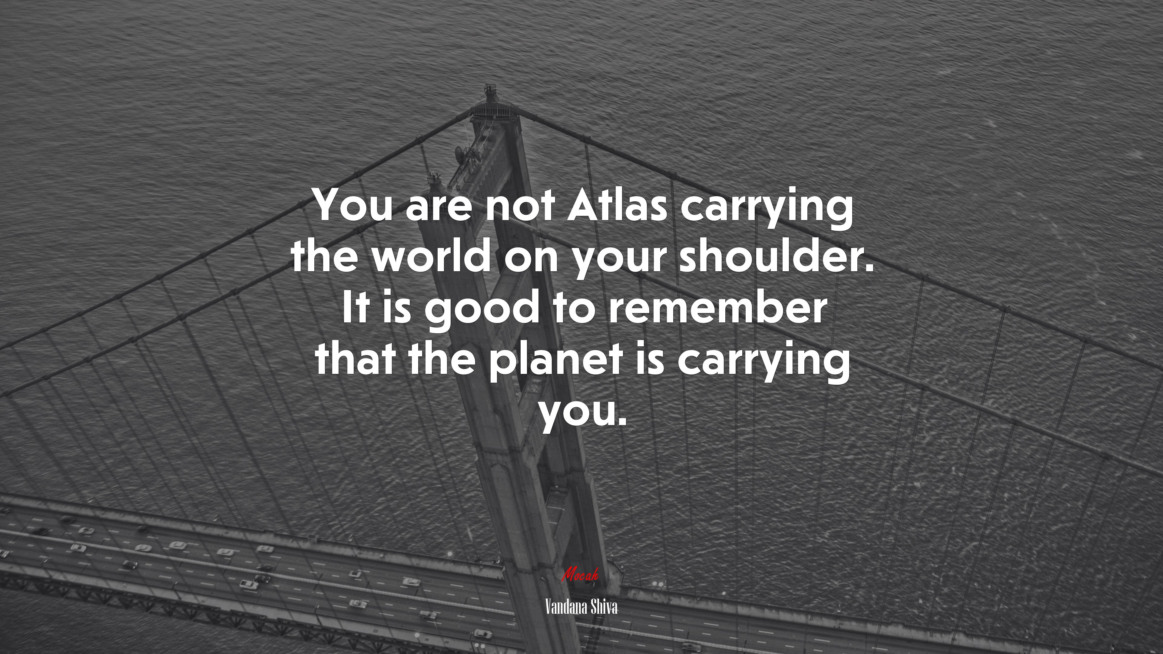 You are not Atlas carrying the world on your shoulder. It is good to remember that the planet is carrying you. | Vandana Shiva quote HD Wallpaper
