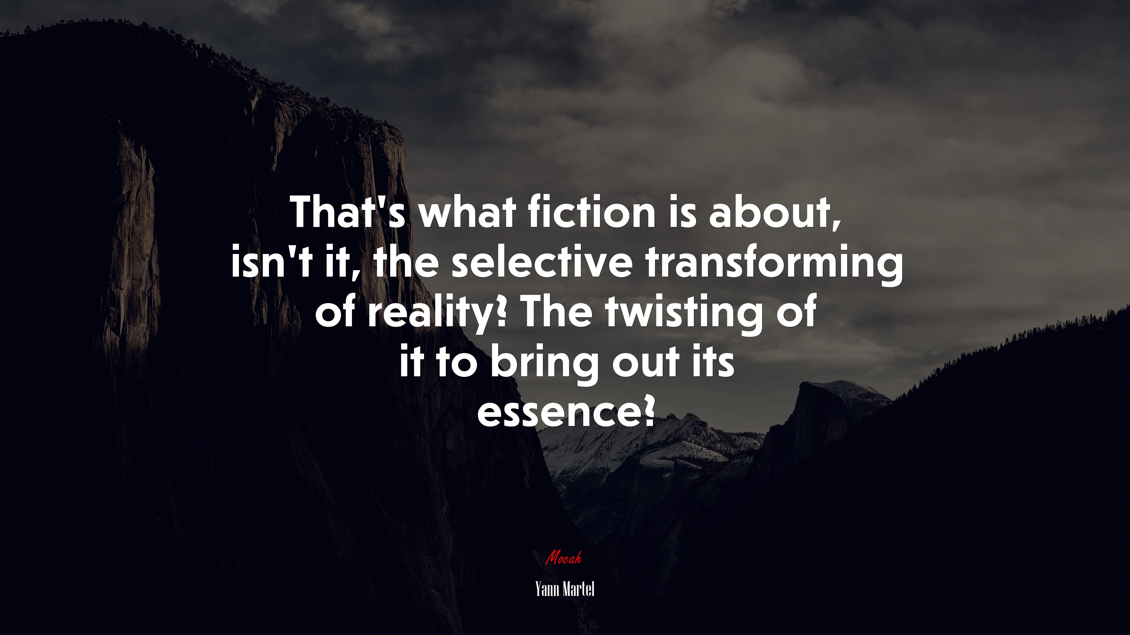 That’s what fiction is about, isn’t it, the selective transforming of reality? The twisting of it to bring out its essence? | Yann Martel quote HD Wallpaper