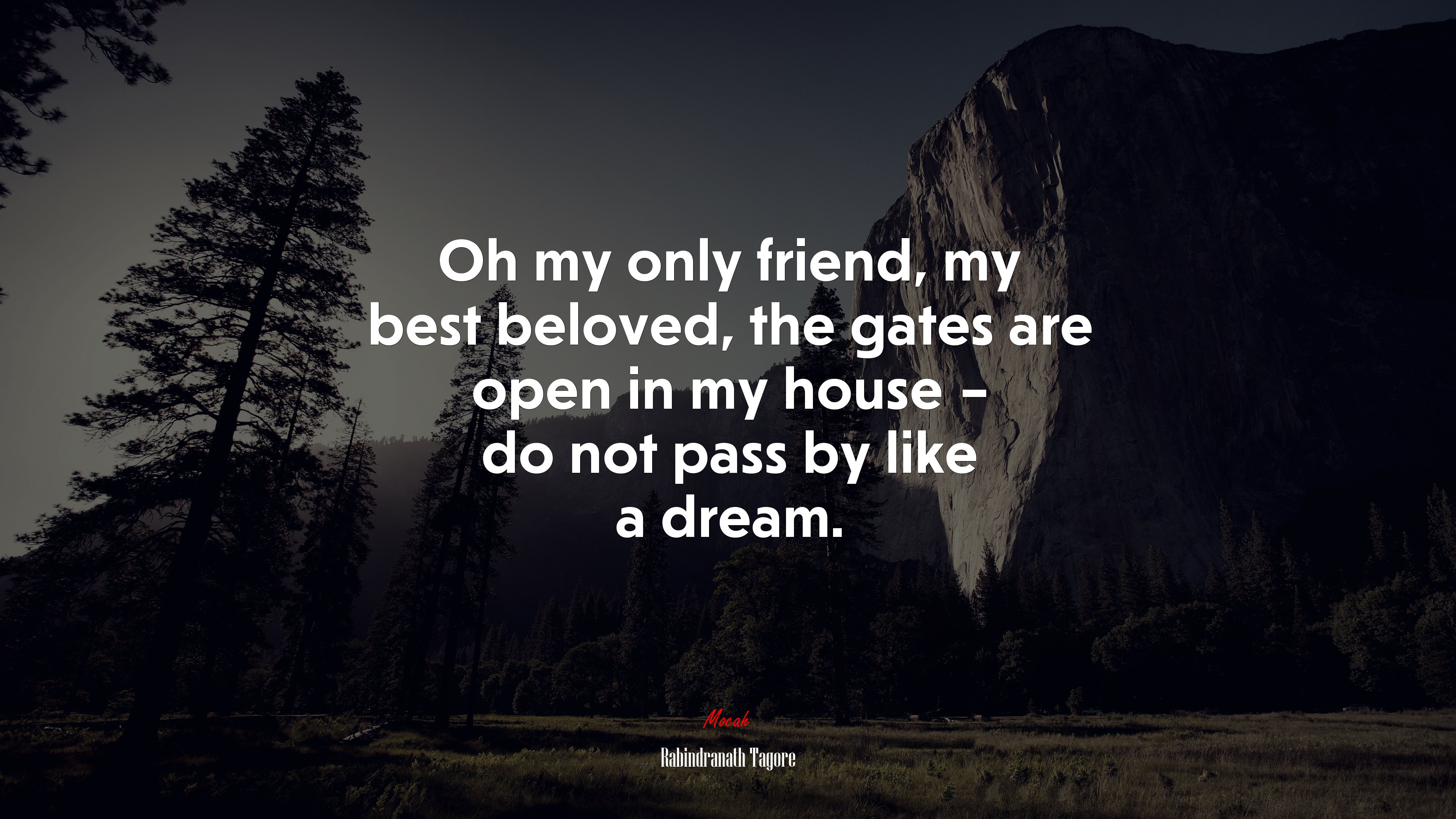 Oh my only friend, my best beloved, the gates are open in my house – do not pass by like a dream. | Rabindranath Tagore quote HD Wallpaper
