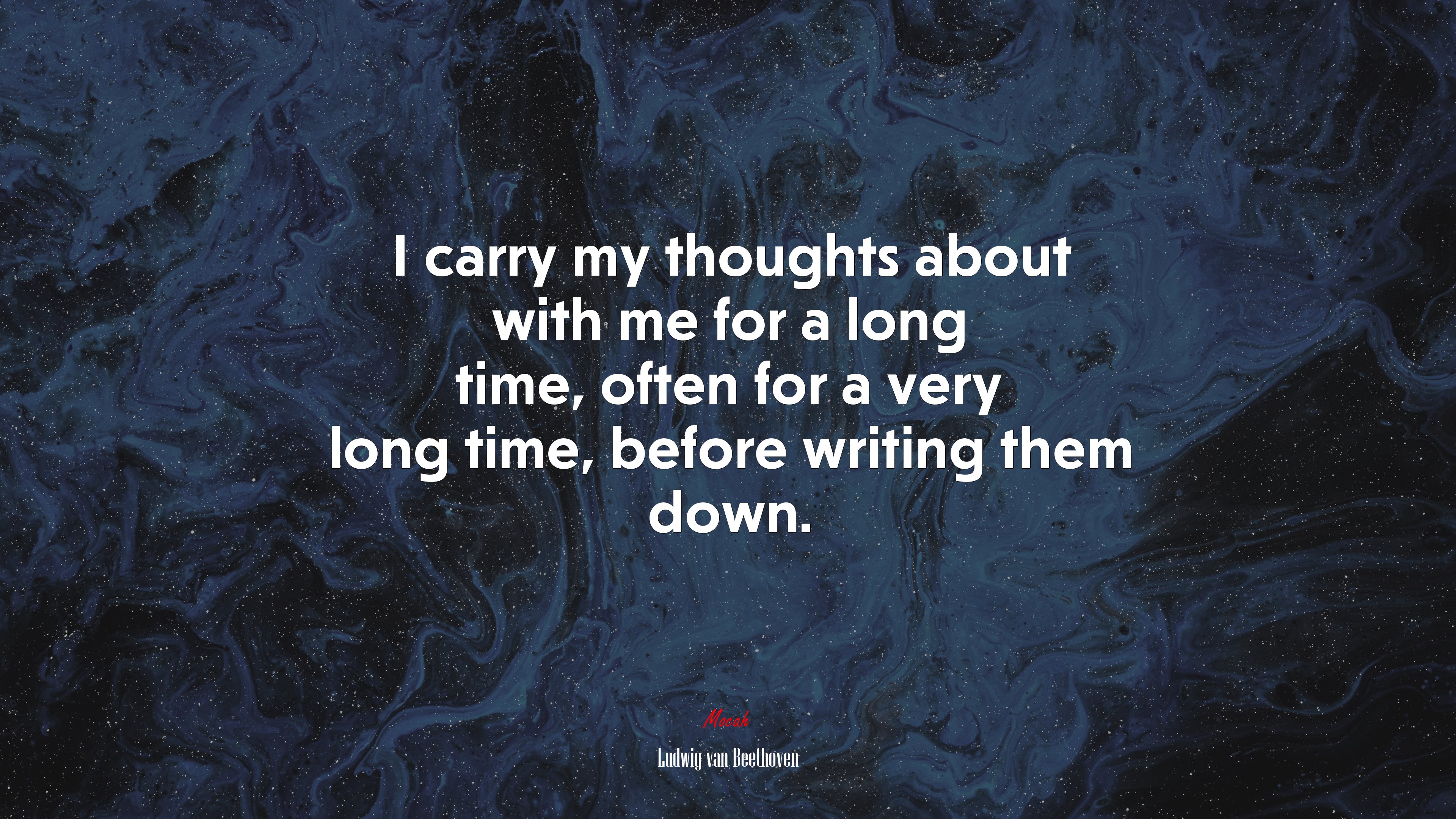 I carry my thoughts about with me for a long time, often for a very long time, before writing them down. | Ludwig van Beethoven quote HD Wallpaper