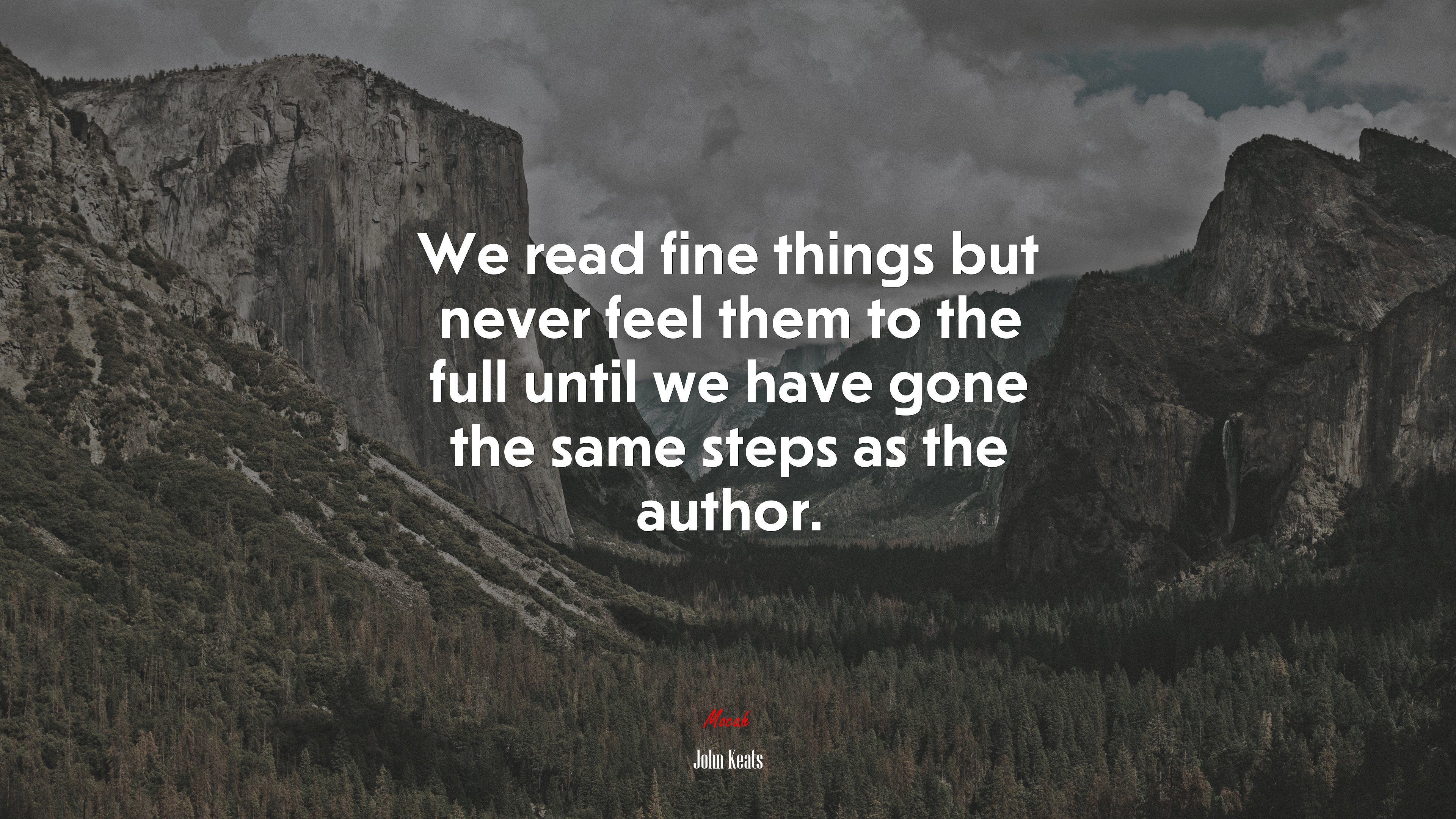We read fine things but never feel them to the full until we have gone the same steps as the author. | John Keats quote HD Wallpaper