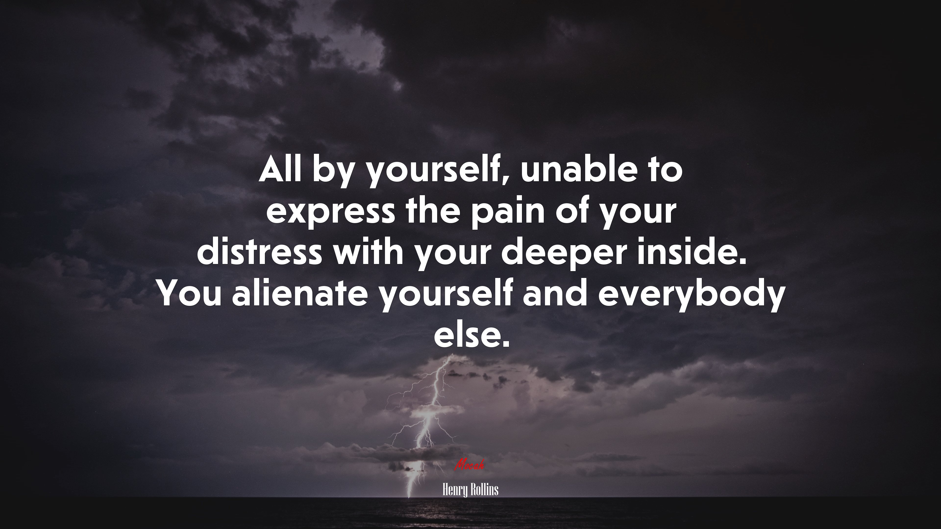 All by yourself, unable to express the pain of your distress with your deeper inside. You alienate yourself and everybody else. | Henry Rollins quote HD Wallpaper