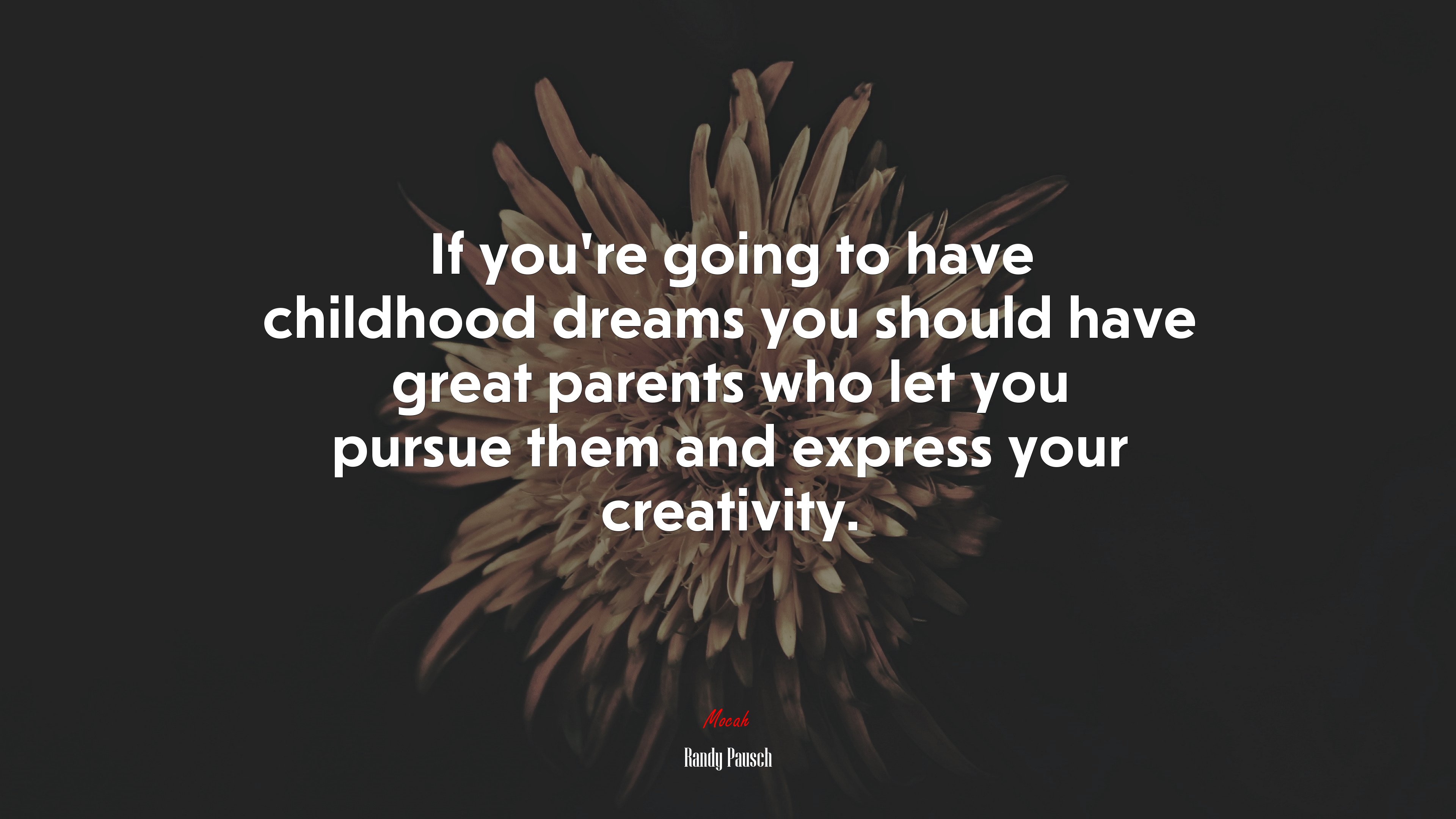 If you’re going to have childhood dreams you should have great parents who let you pursue them and express your creativity. | Randy Pausch quote HD Wallpaper