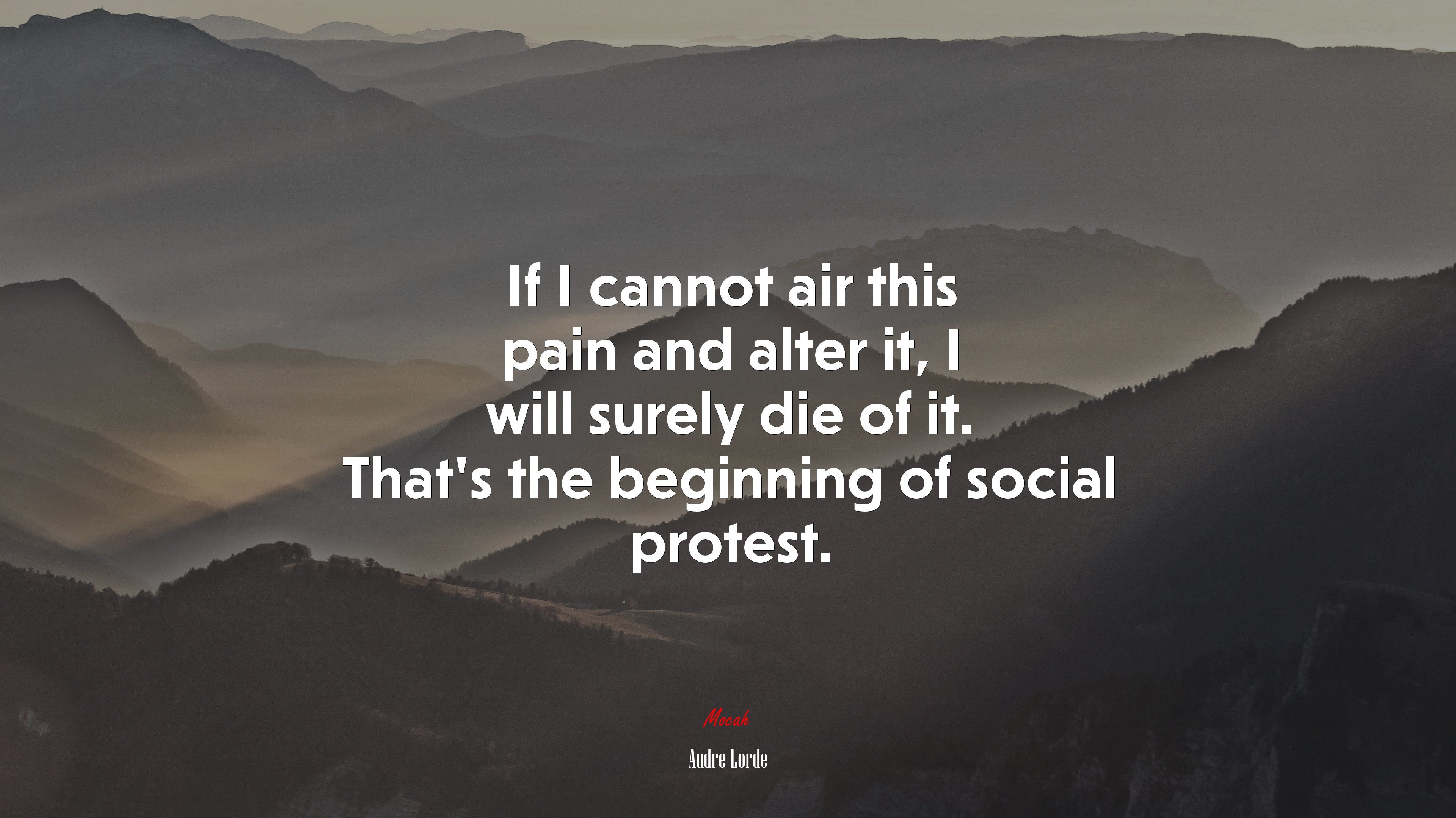 If I cannot air this pain and alter it, I will surely die of it. That’s the beginning of social protest. | Audre Lorde quote HD Wallpaper