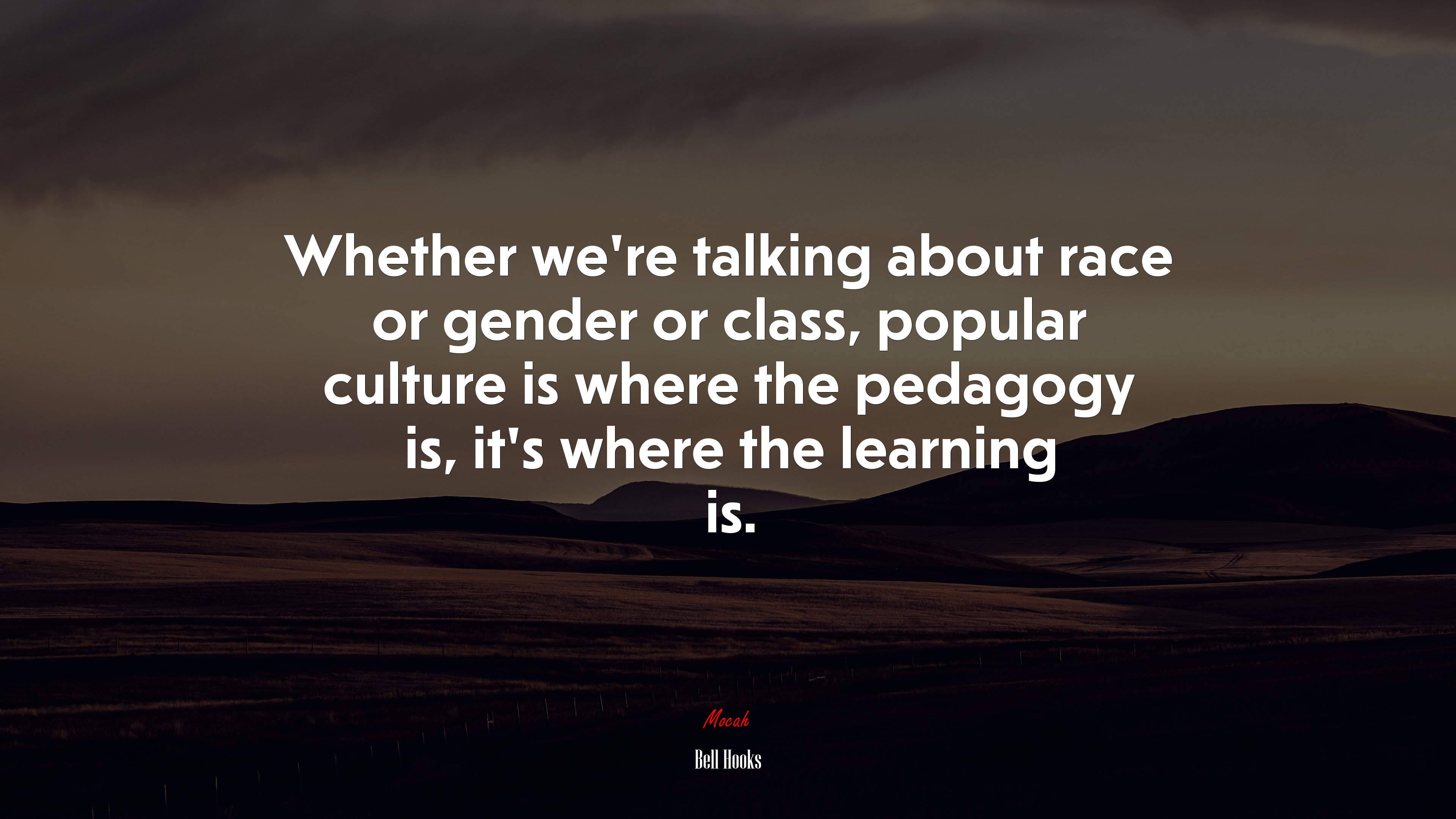 Whether we’re talking about race or gender or class, popular culture is where the pedagogy is, it’s where the learning is. | Bell Hooks quote HD Wallpaper