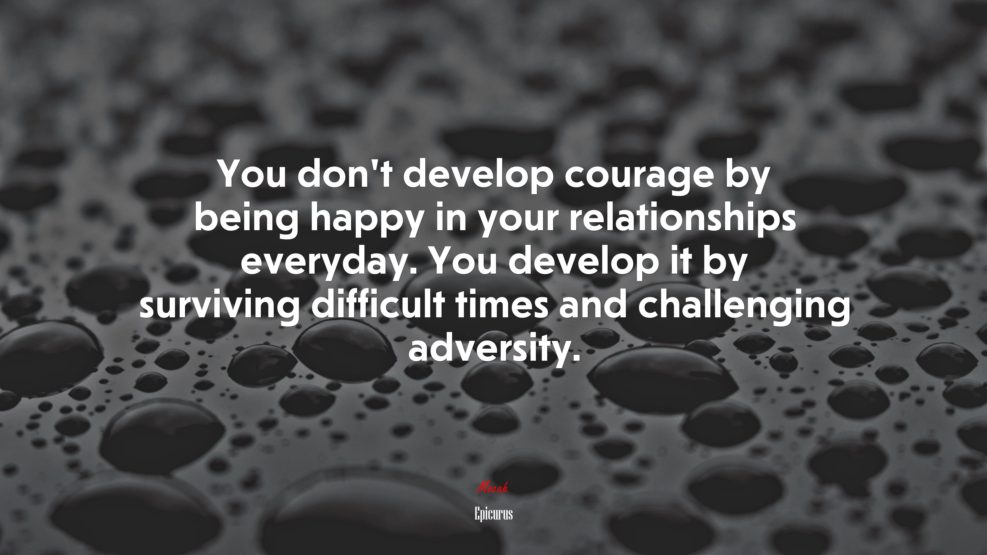 You don’t develop courage by being happy in your relationships everyday. You develop it by surviving difficult times and challenging adversity. | Epicurus quote HD Wallpaper