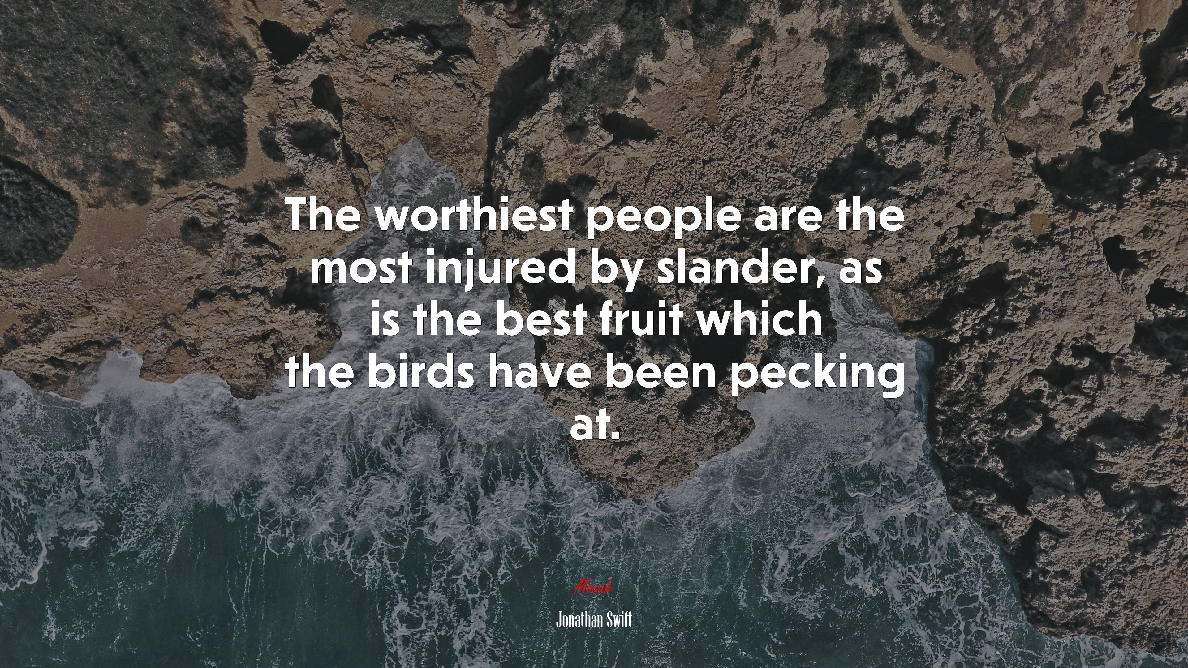 The worthiest people are the most injured by slander, as is the best fruit which the birds have been pecking at. | Jonathan Swift quote HD Wallpaper